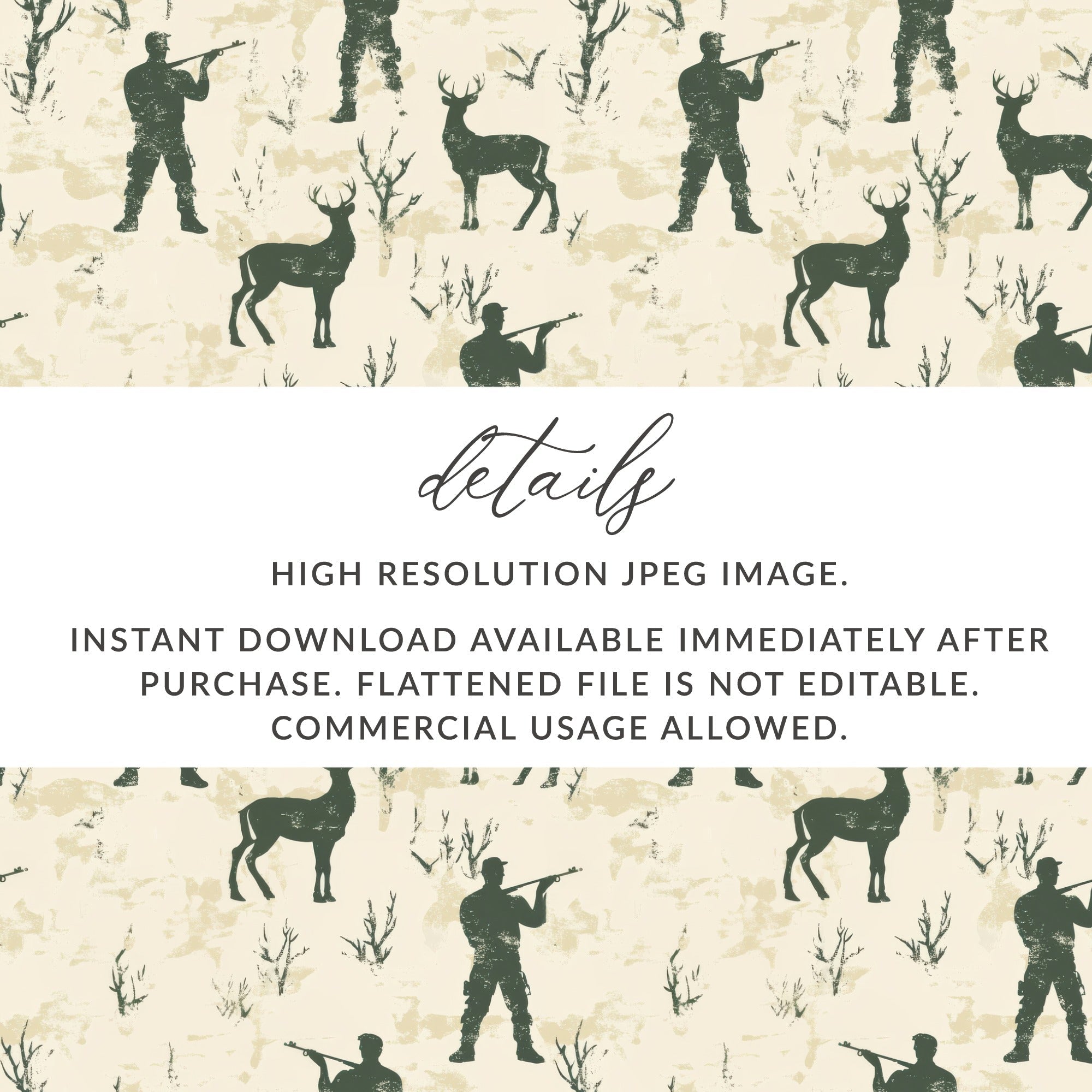Hunting Seamless Pattern For Men with Hunter Deer Trees Seamless Background Digital - Moore and Mountain