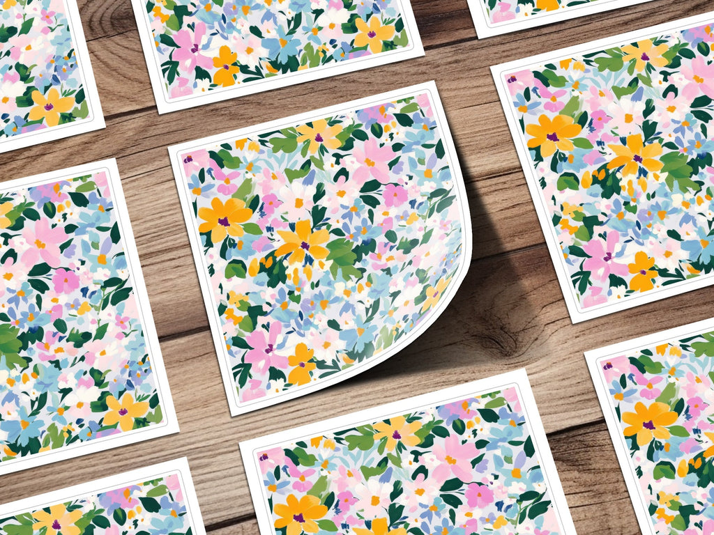 Impressionist Painted Spring Flowers Pattern Acrylic Floral JPEG - Moore and Mountain