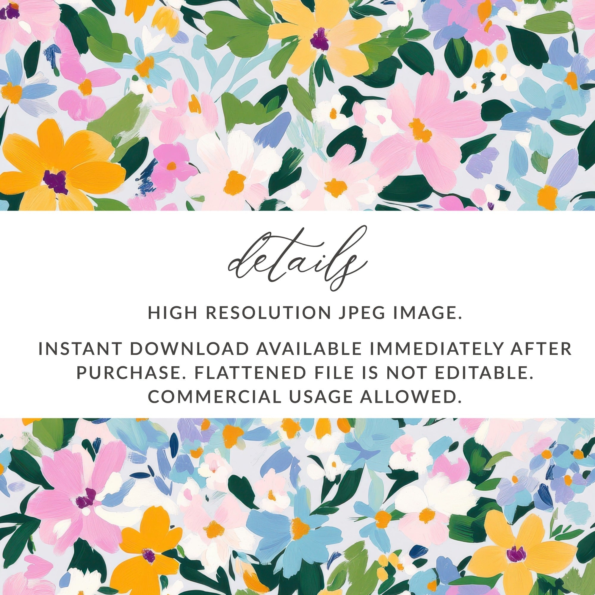 Impressionist Painted Spring Flowers Pattern Acrylic Floral JPEG - Moore and Mountain