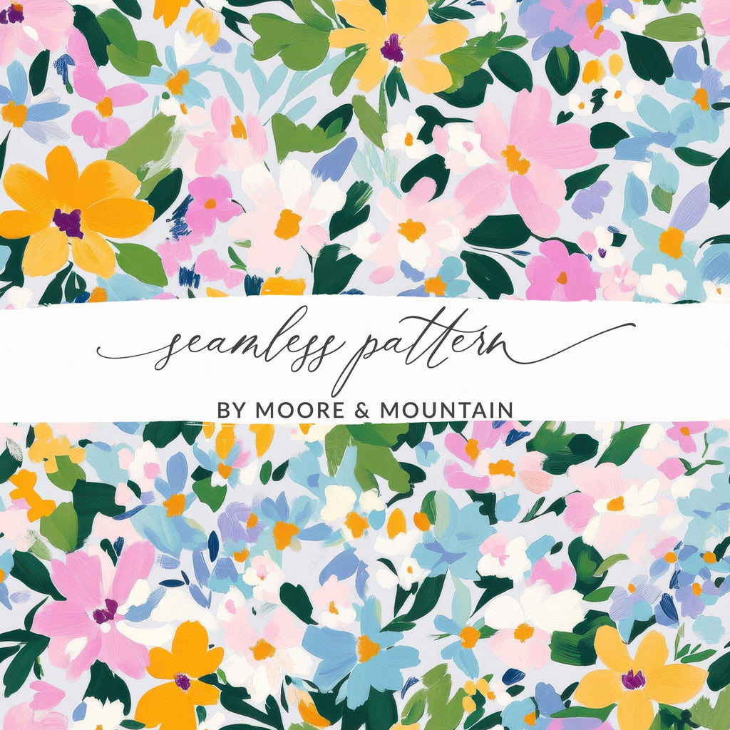 Impressionist Painted Spring Flowers Pattern Acrylic Floral JPEG - Moore and Mountain