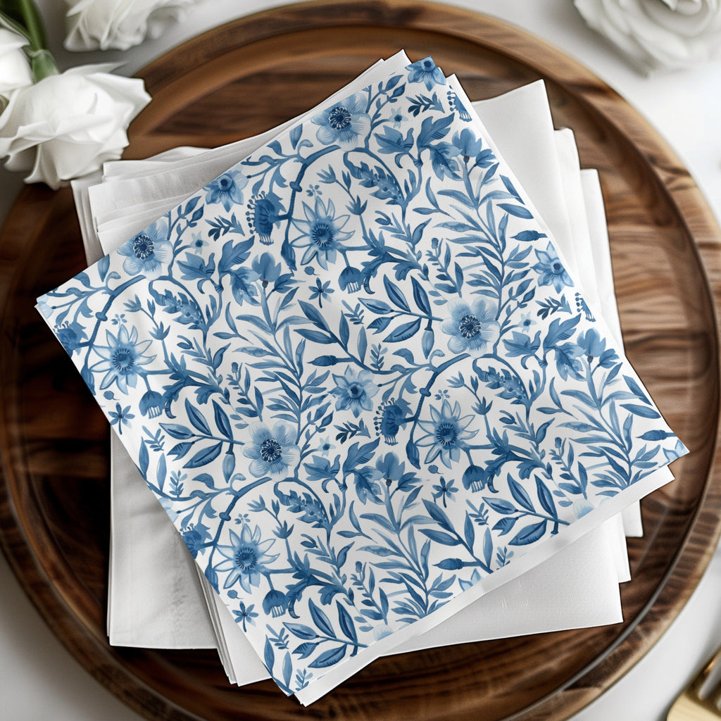 Indigo Bloom Chinoiserie Vines Seamless Pattern and Leaves Pattern Beautiful Design Digital - Moore and Mountain