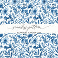 Indigo Bloom Chinoiserie Vines Seamless Pattern and Leaves Pattern Beautiful Design Digital - Moore and Mountain