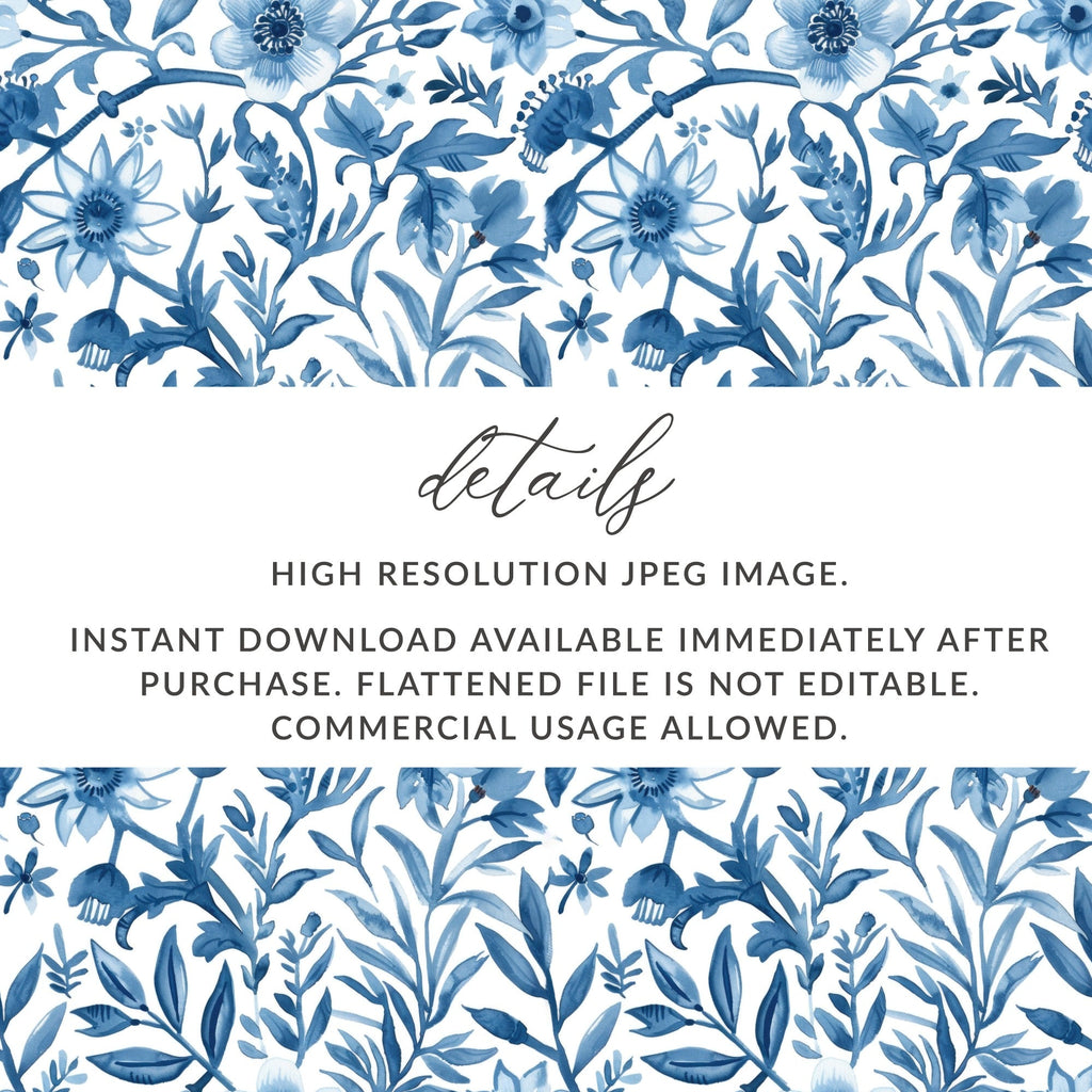 Indigo Bloom Chinoiserie Vines Seamless Pattern and Leaves Pattern Beautiful Design Digital - Moore and Mountain