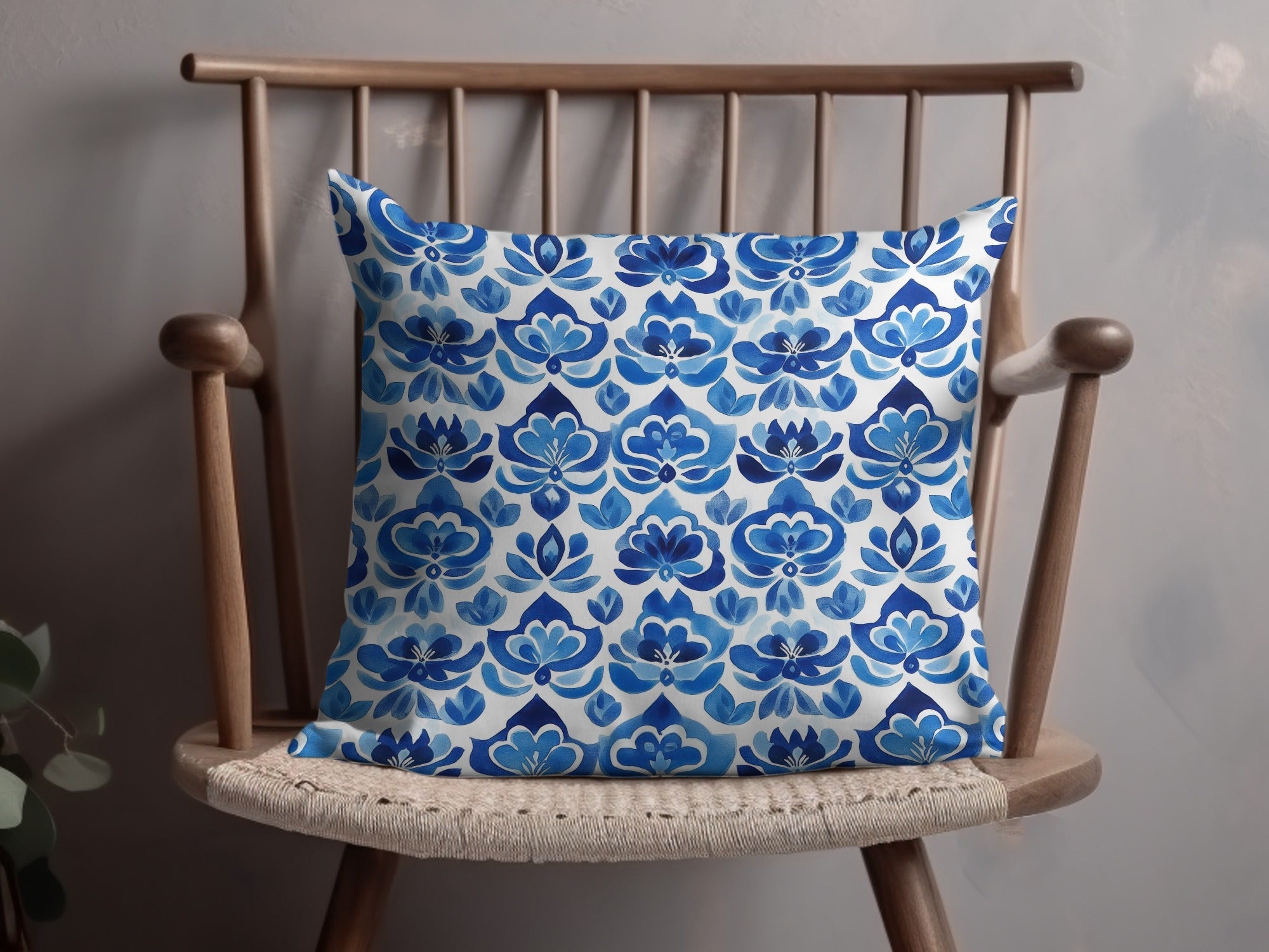 Indigo Blue Seamless Fleur Elegant Floral Blue Ornament Pattern Delicate Design Digital - Moore and Mountain