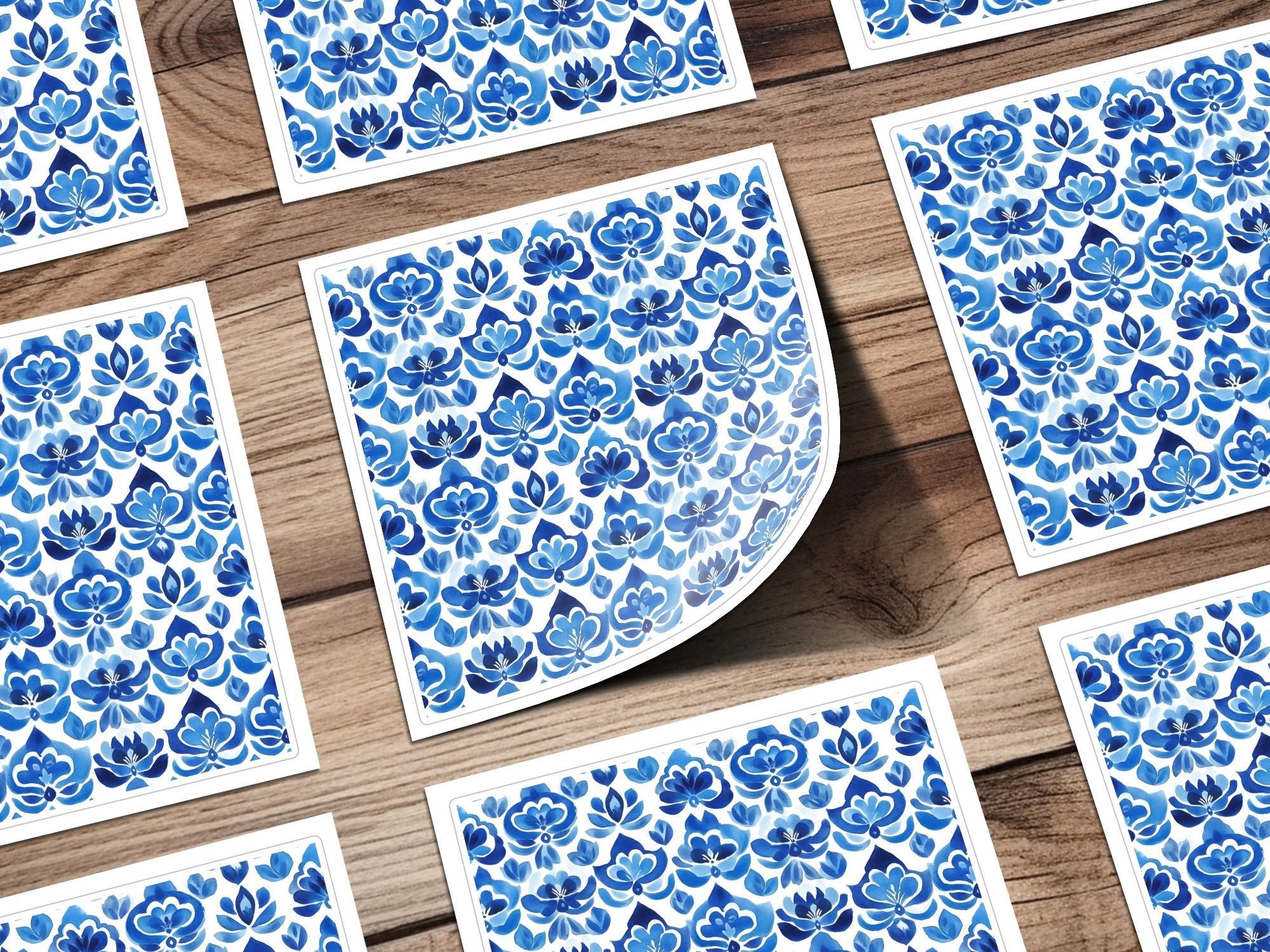 Indigo Blue Seamless Fleur Elegant Floral Blue Ornament Pattern Delicate Design Digital - Moore and Mountain