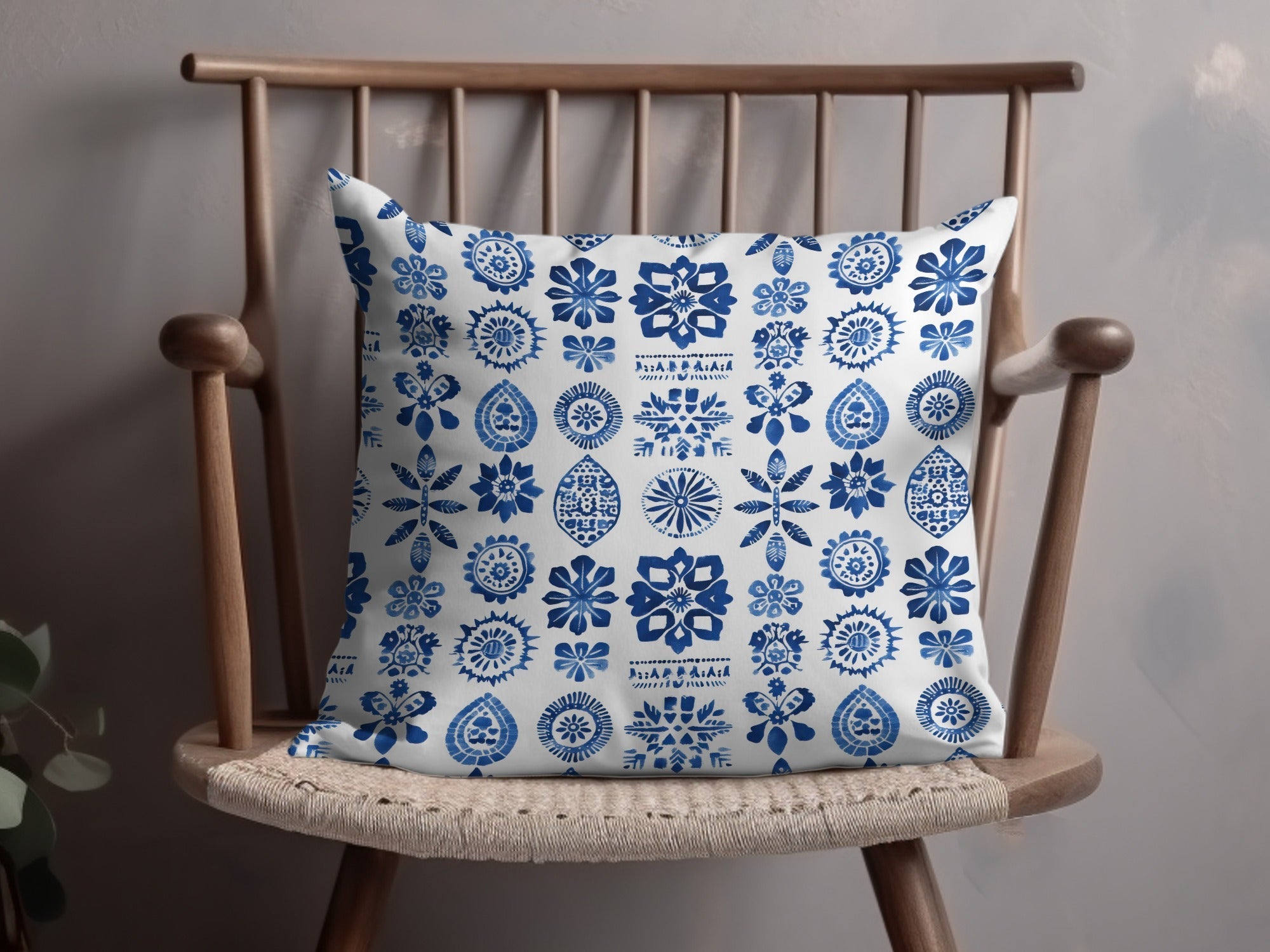 Indigo Impressions A Floral Medley on White Digital - Moore and Mountain