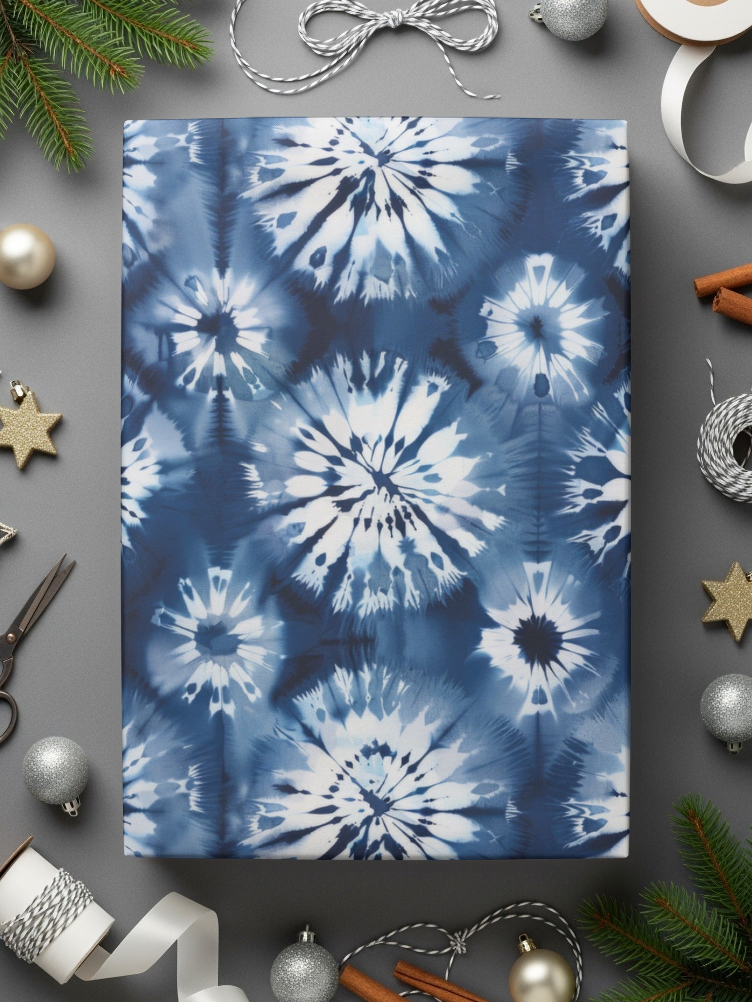 Indigo Tie Dye Digital Paper, Seamless Pattern, Floral, Shibori Texture, Fabric Background, Printable Design, Digital Files - Moore and Mountain