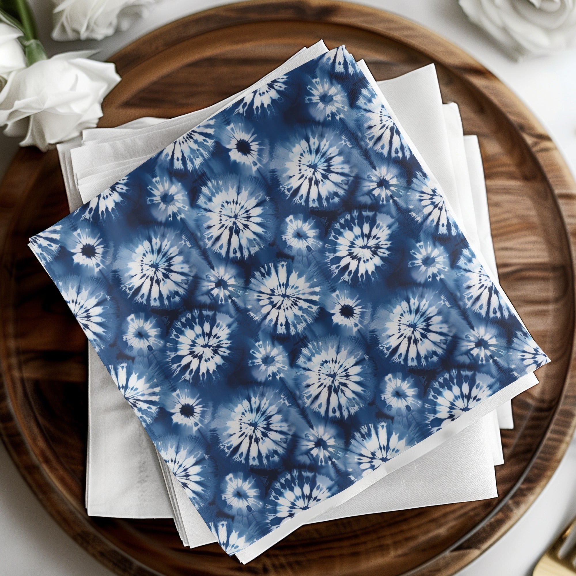 Indigo Tie Dye Digital Paper, Seamless Pattern, Floral, Shibori Texture, Fabric Background, Printable Design, Digital Files - Moore and Mountain