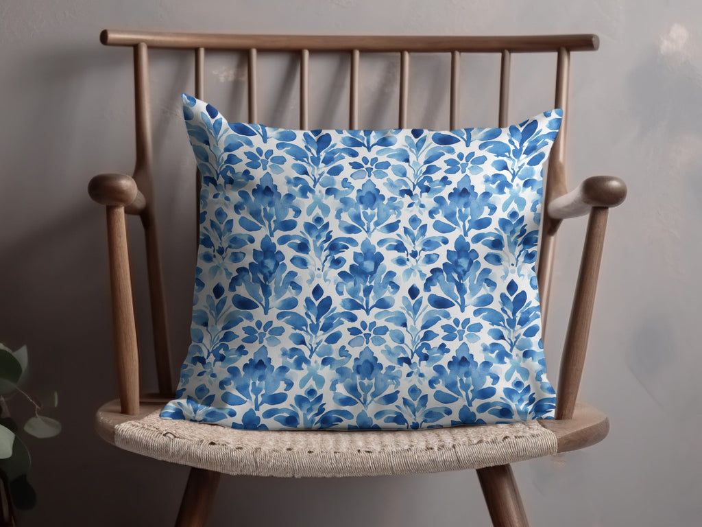 Indigo Watercolor Leaves Flower Damask Pattern Digital - Moore and Mountain