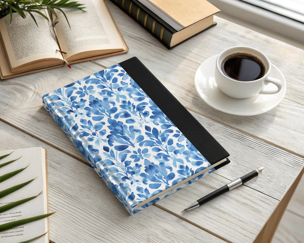 Indigo Watercolor Leaves Flower Damask Pattern Digital - Moore and Mountain