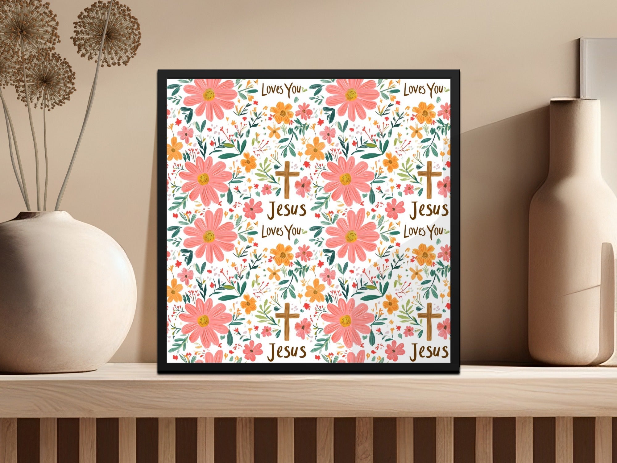 Jesus Loves You Floral Pattern Design Easter Gift Digital - Moore and Mountain