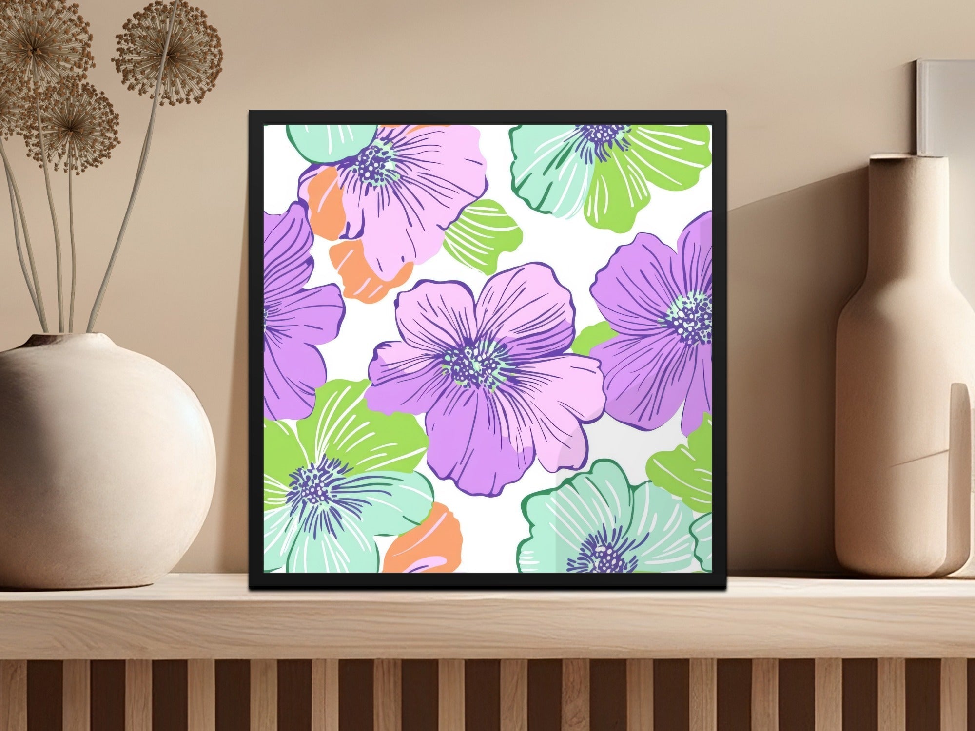 Lavender Preppy Digital Paper, 60s floral pattern, Seamless Floral Print, Retro Flower Background, Floral Pattern Paper, Floral Digital - Moore and Mountain