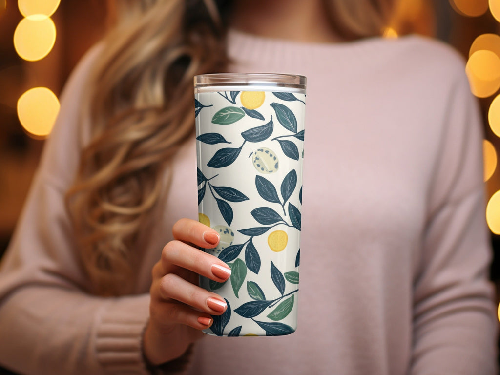 Lemon Digital Paper, Dark Blue Leaves Pattern, Printable Lemon Seamless Pattern, Yellow Citrus Print, Summer Digital, Food Pattern - Moore and Mountain