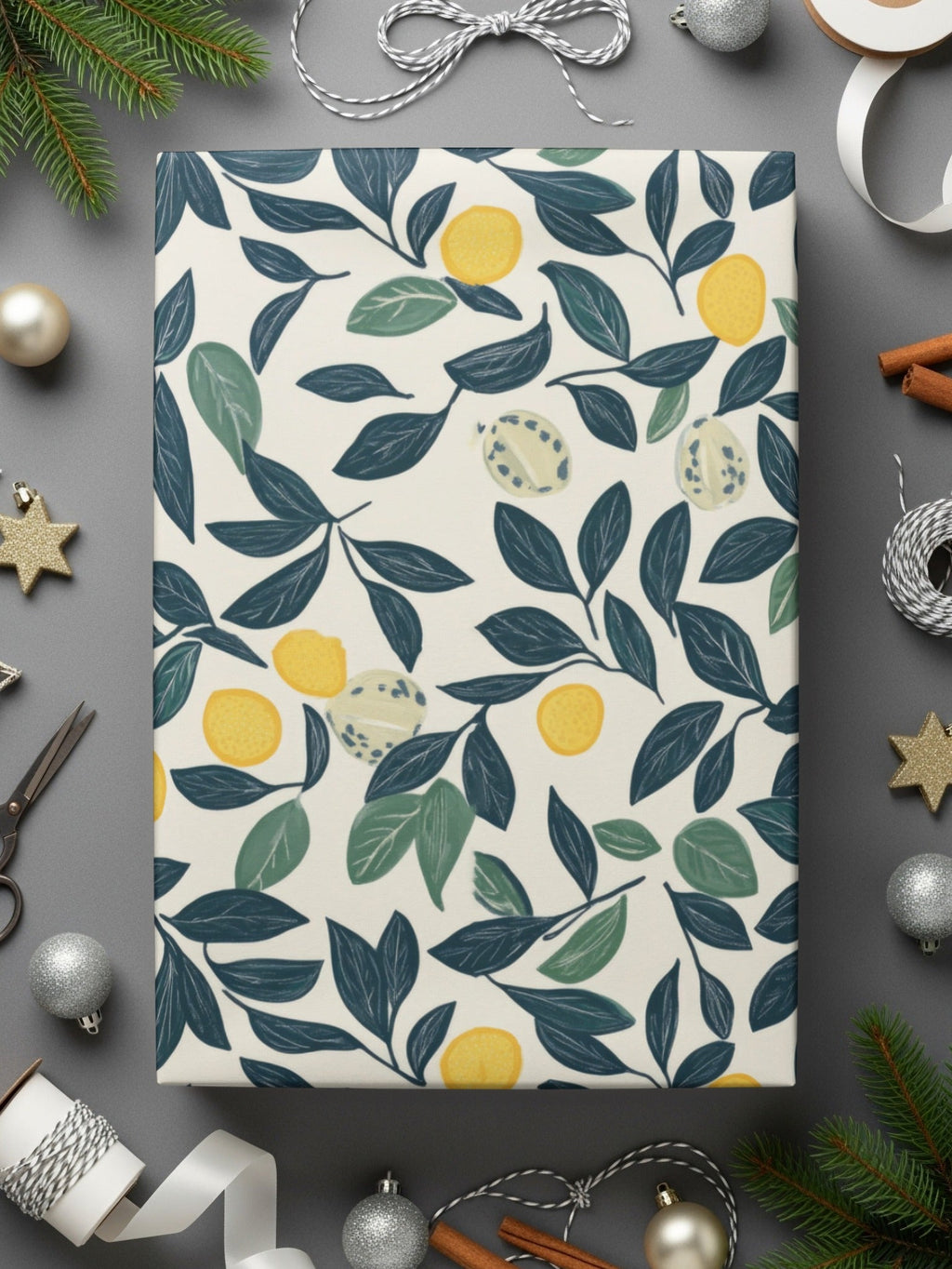 Lemon Digital Paper, Dark Green Leaves Pattern, Printable Seamless Background, Citrus Fruit Wallpaper, Tropical Summer Scrapbook Paper - Moore and Mountain