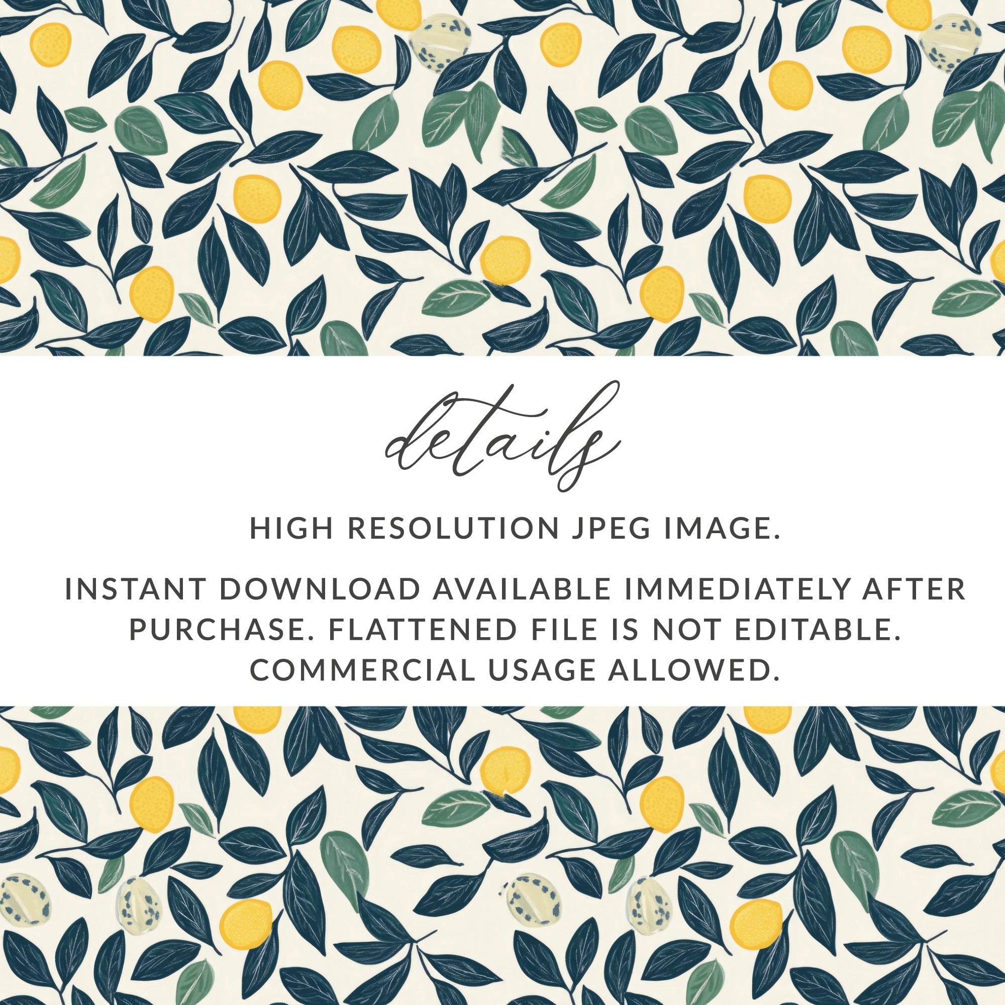 Lemon Digital Paper, Dark Green Leaves Pattern, Printable Seamless Background, Citrus Fruit Wallpaper, Tropical Summer Scrapbook Paper - Moore and Mountain