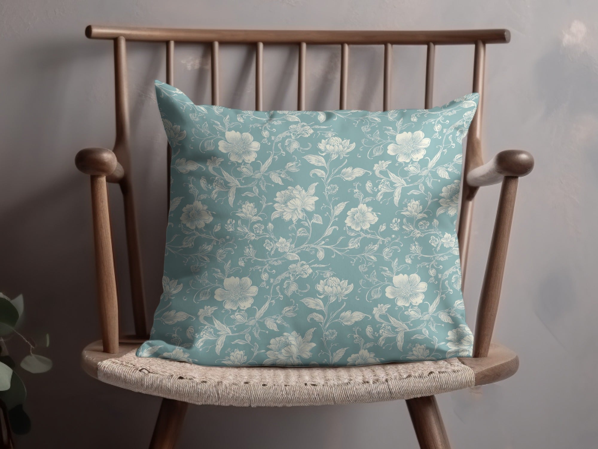 Light Blue Floral Chinoiserie Toile Design Digital - Moore and Mountain