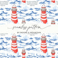 Lighthouse Seamless Pattern, Ocean Digital Paper, Nautical JPEG, Bible Verse, Psalm 46 1, Religious Design, Commercial Use, Print On Demand - Moore and Mountain