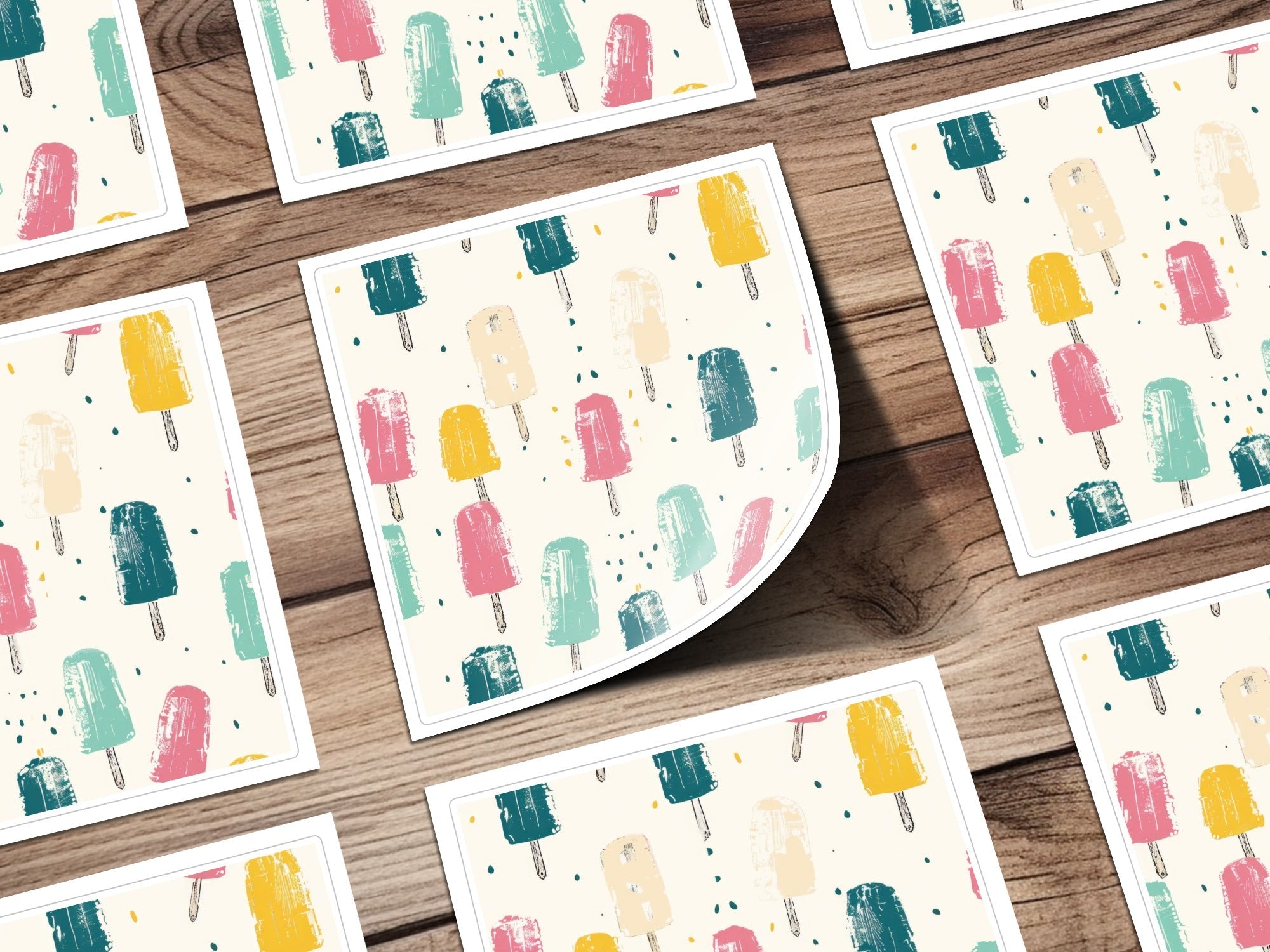 Multicolor Popsicle Summer Pattern With Neutral Background Digital - Moore and Mountain