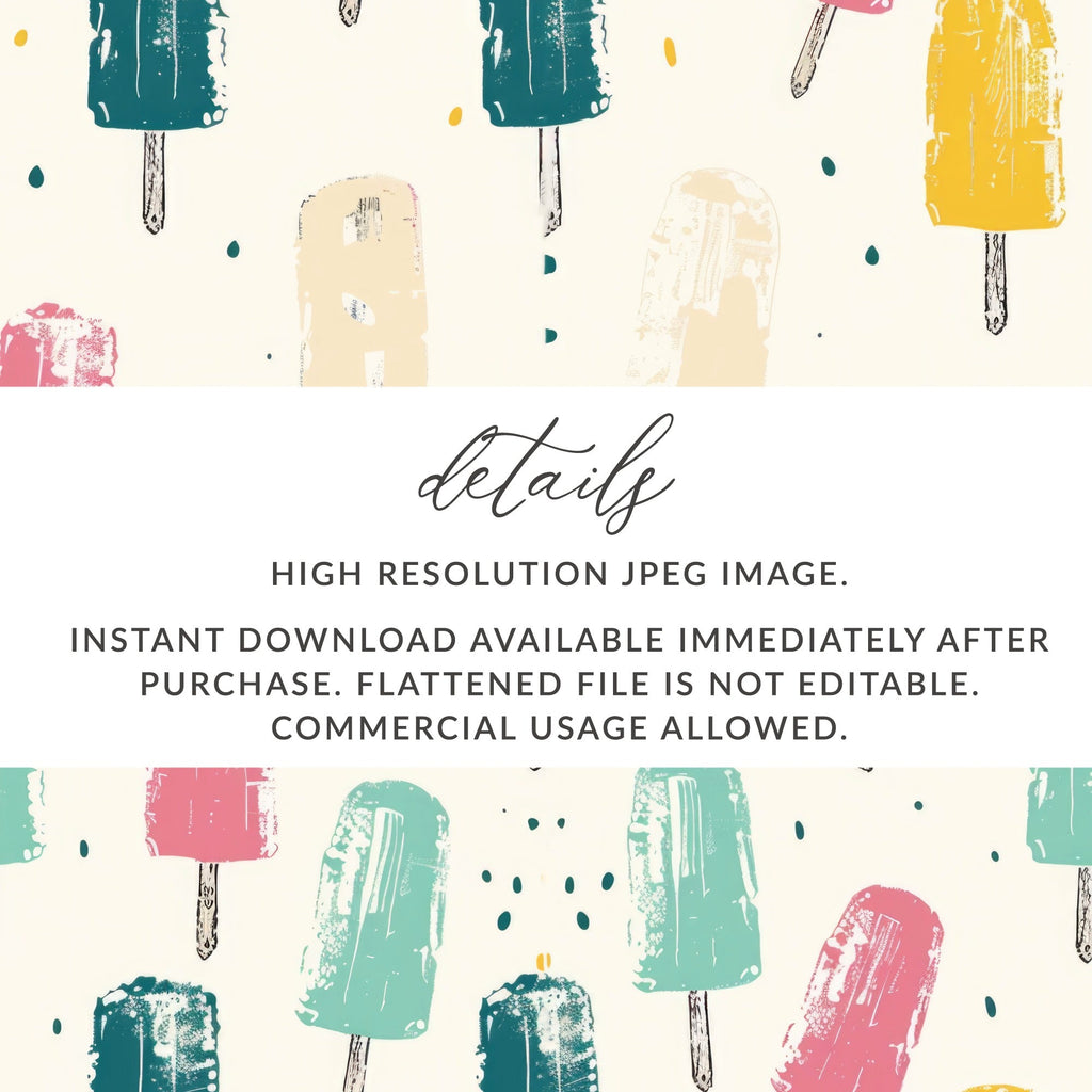 Multicolor Popsicle Summer Pattern With Neutral Background Digital - Moore and Mountain
