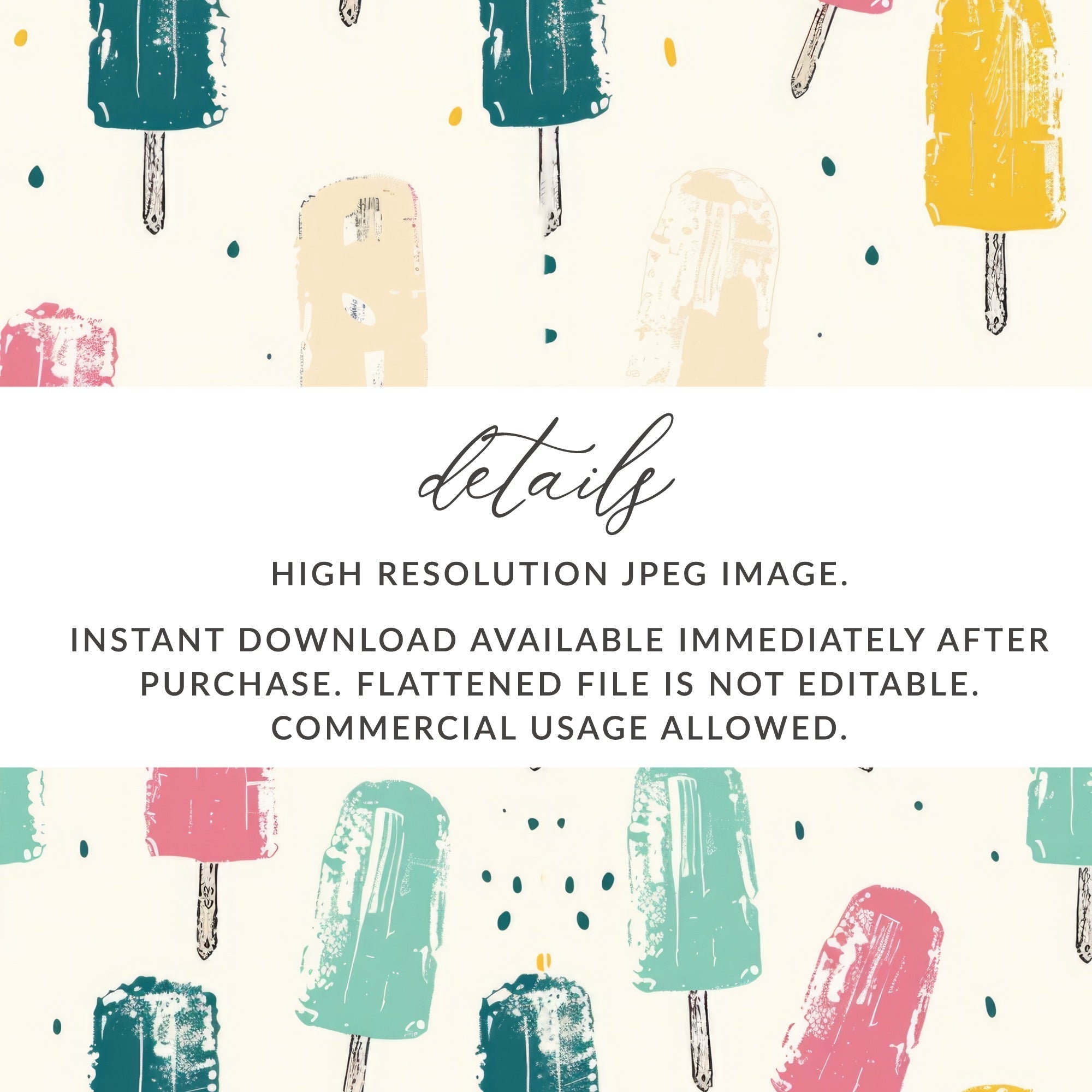 Multicolor Popsicle Summer Pattern With Neutral Background Digital - Moore and Mountain