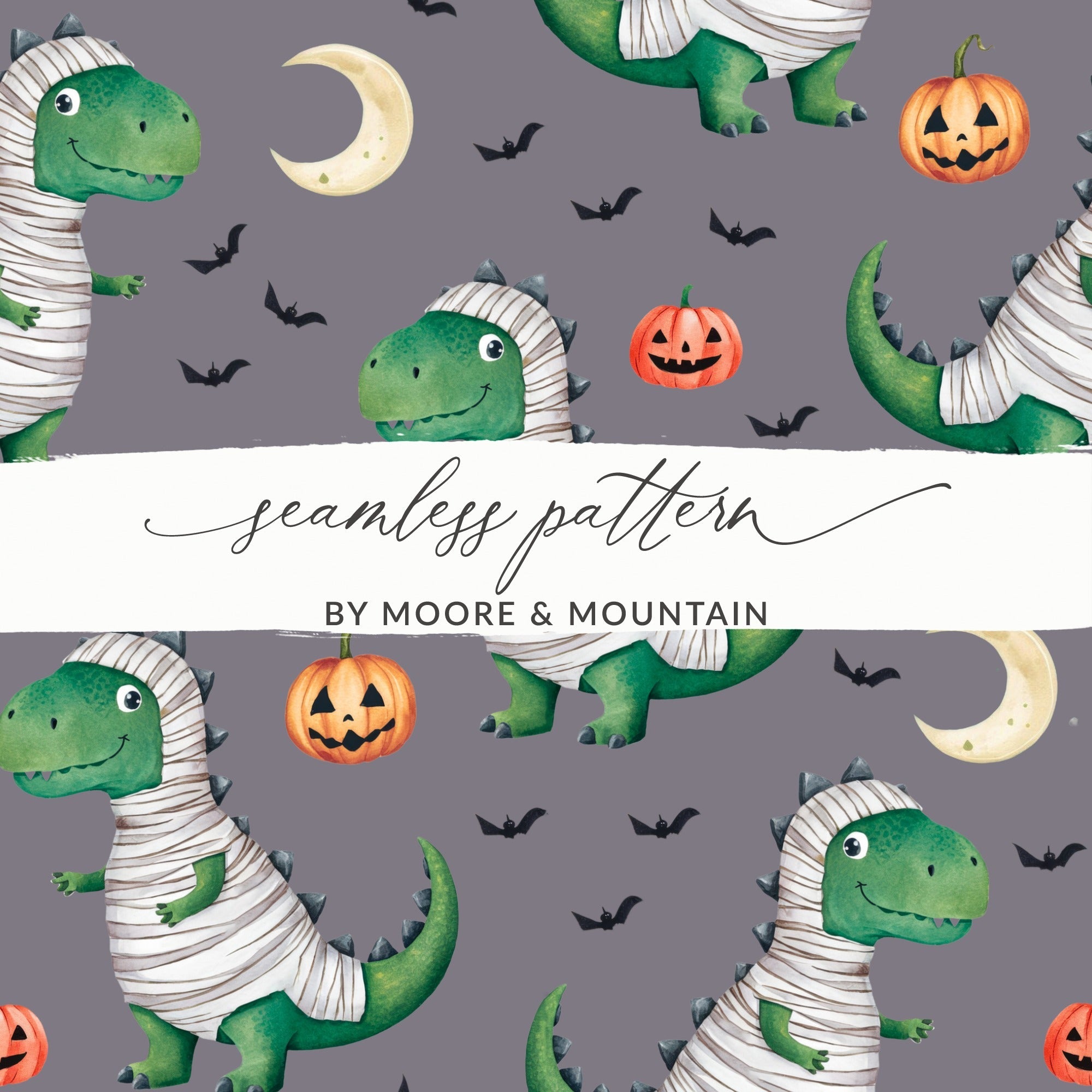 Mummy Dinosaur Watercolor Floral Pattern - Moore and Mountain