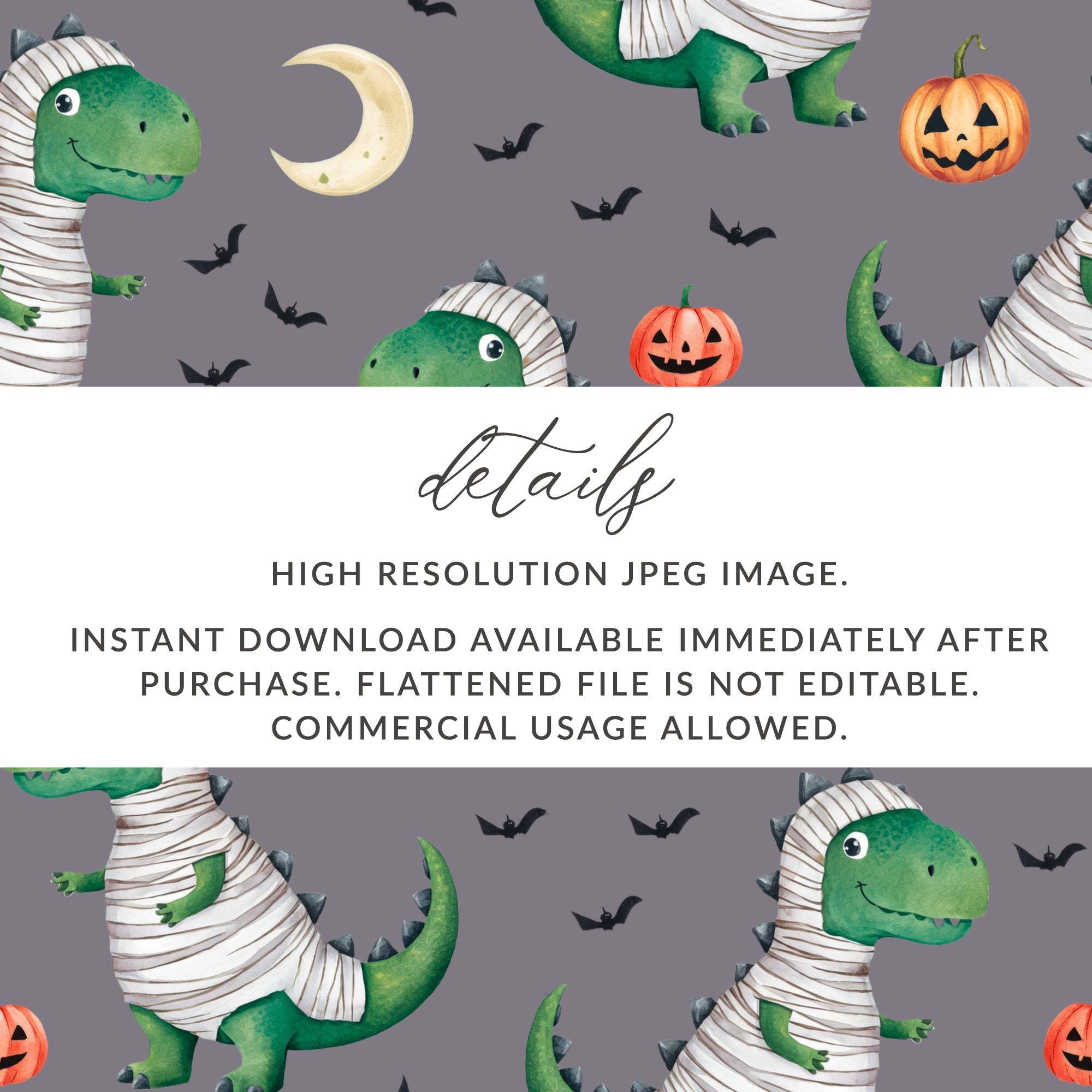 Mummy Dinosaur Watercolor Floral Pattern - Moore and Mountain