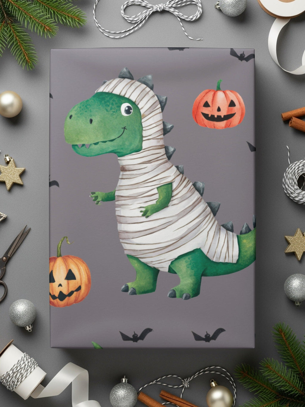 Mummy Dinosaur Watercolor Floral Pattern - Moore and Mountain