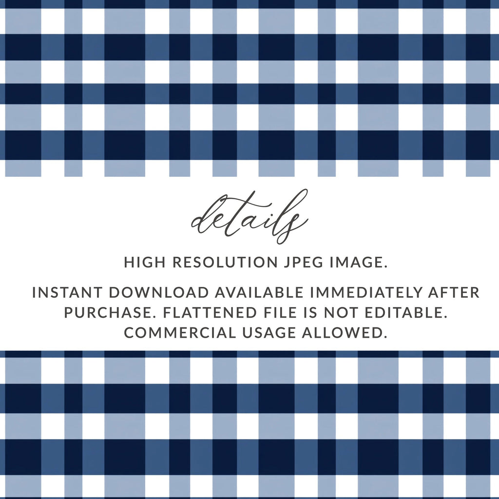 Navy Blue Gingham Digital Paper, Classic Check Pattern, Buffalo Plaid Seamless Pattern - Moore and Mountain