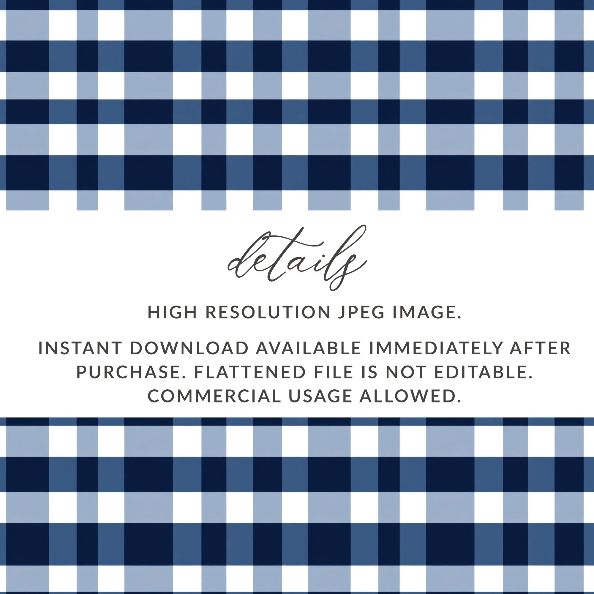 Navy Blue Gingham Digital Paper, Classic Check Pattern, Buffalo Plaid Seamless Pattern - Moore and Mountain