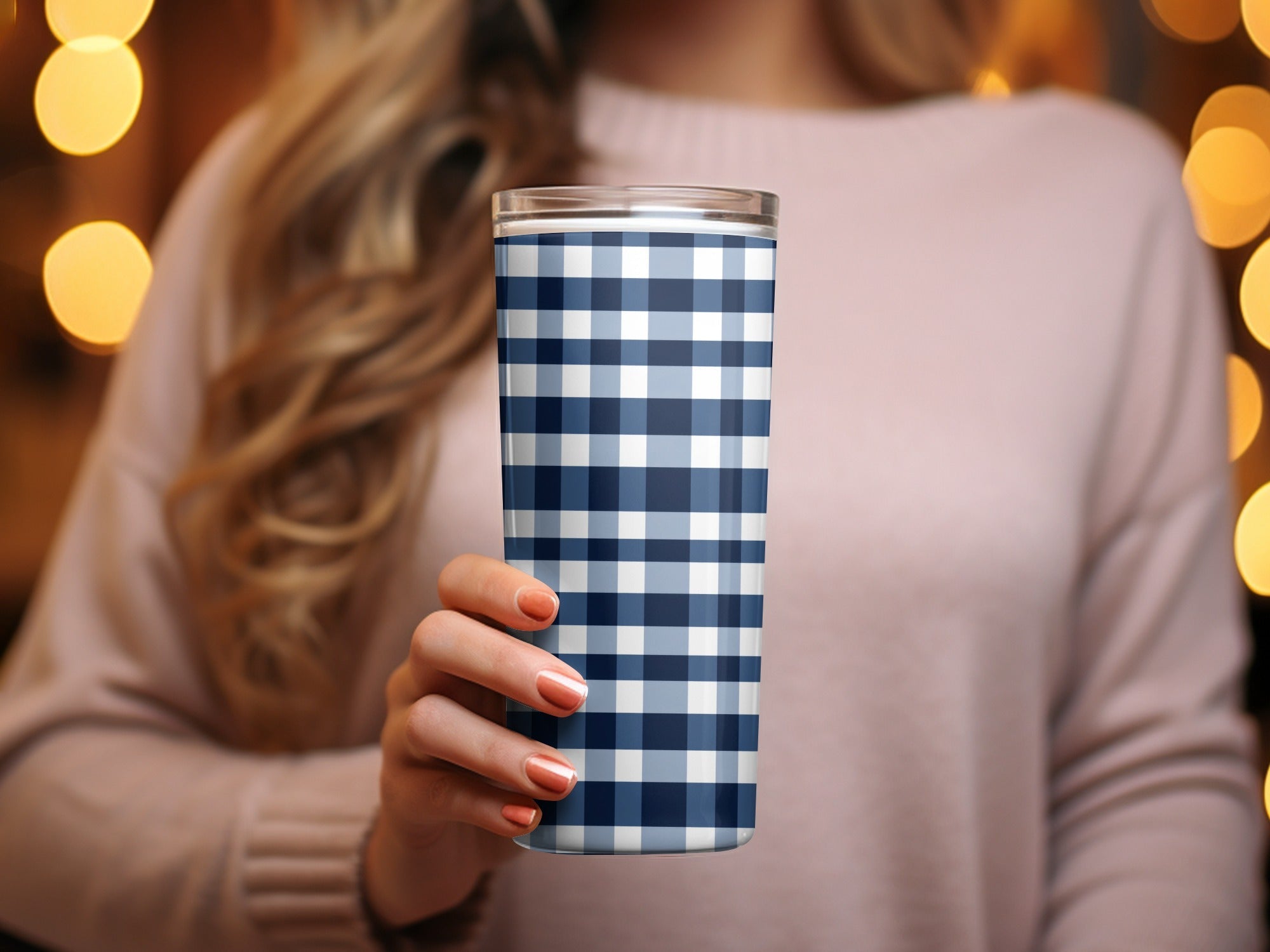 Navy Blue Gingham Digital Paper, Classic Check Pattern, Buffalo Plaid Seamless Pattern - Moore and Mountain