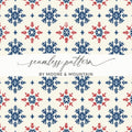 Nordic Winter Holidays Blue & Red Snowflake Pattern Digital Download | Festive Printable Wall Art - Moore and Mountain