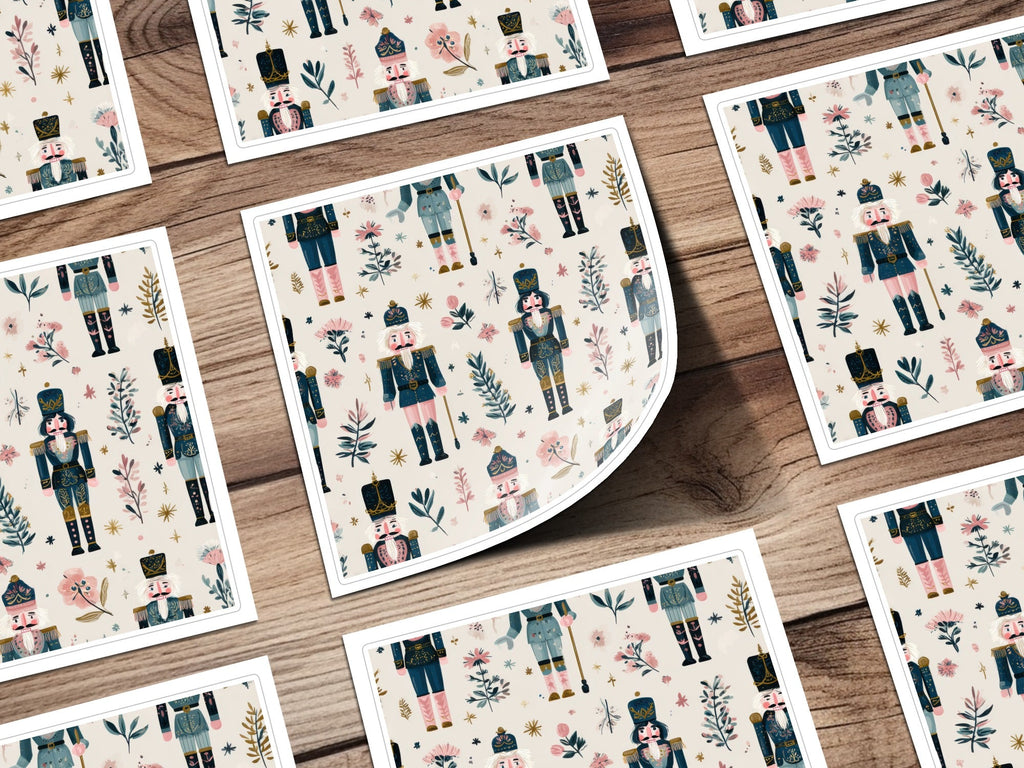 Nutcracker Toy Soldier Floral Festive Design Holiday Digital - Moore and Mountain