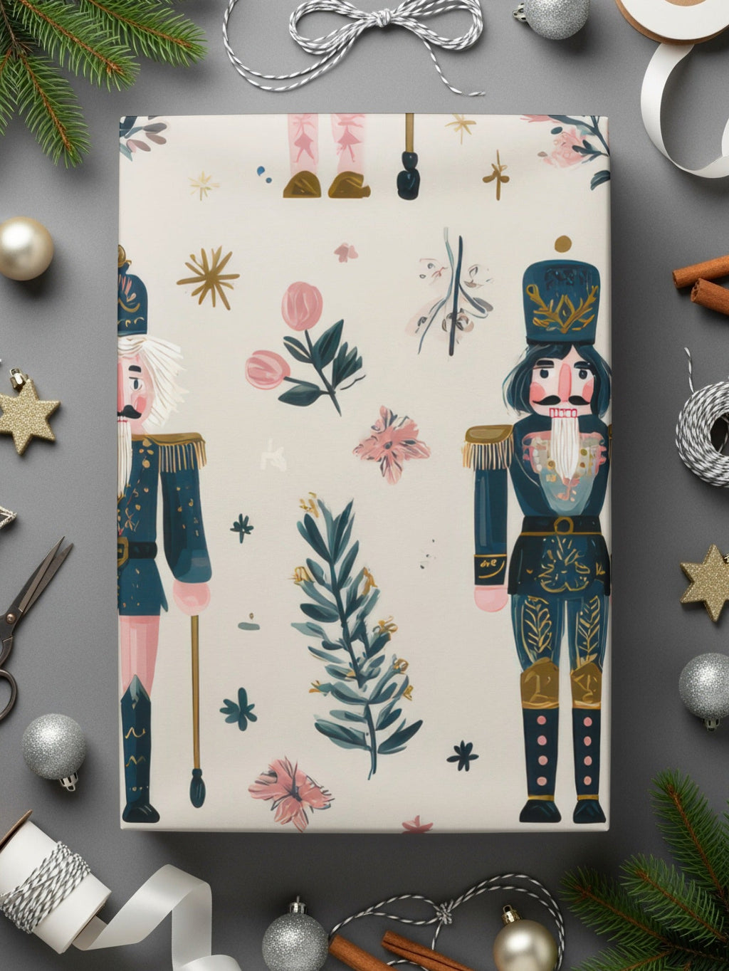 Nutcracker Toy Soldier Floral Festive Design Holiday Digital - Moore and Mountain