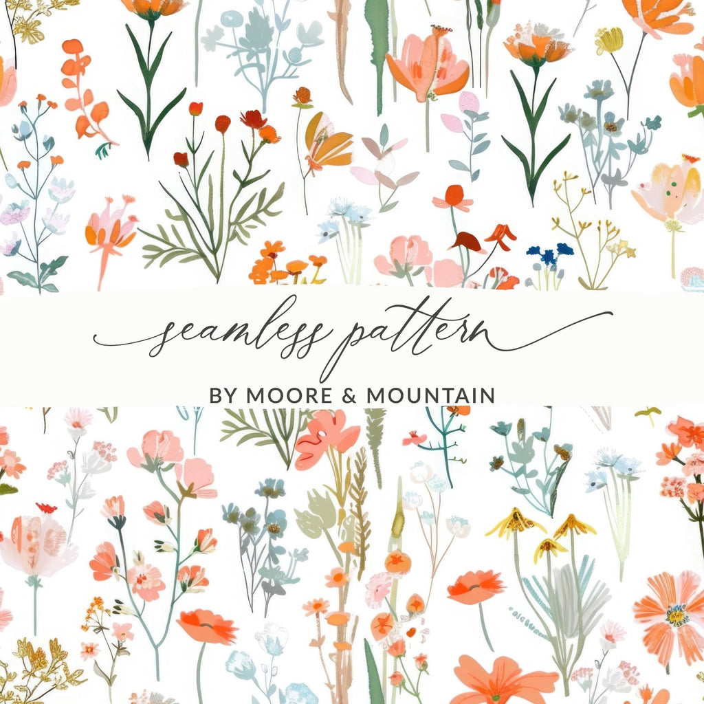 Orange Blush Boho Floral Pattern Spring Summer Digital - Moore and Mountain