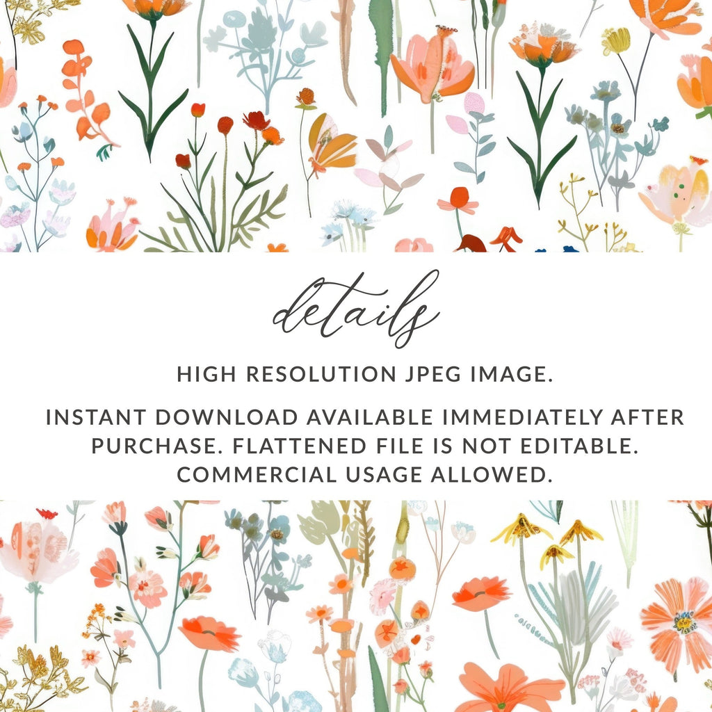 Orange Blush Boho Floral Pattern Spring Summer Digital - Moore and Mountain