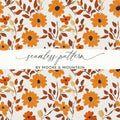 Orange Floral Digital Paper, Autumn Flowers Seamless Pattern, Fall Botanical Repeat Pattern, Printable Flower Fabric Design, Digital - Moore and Mountain