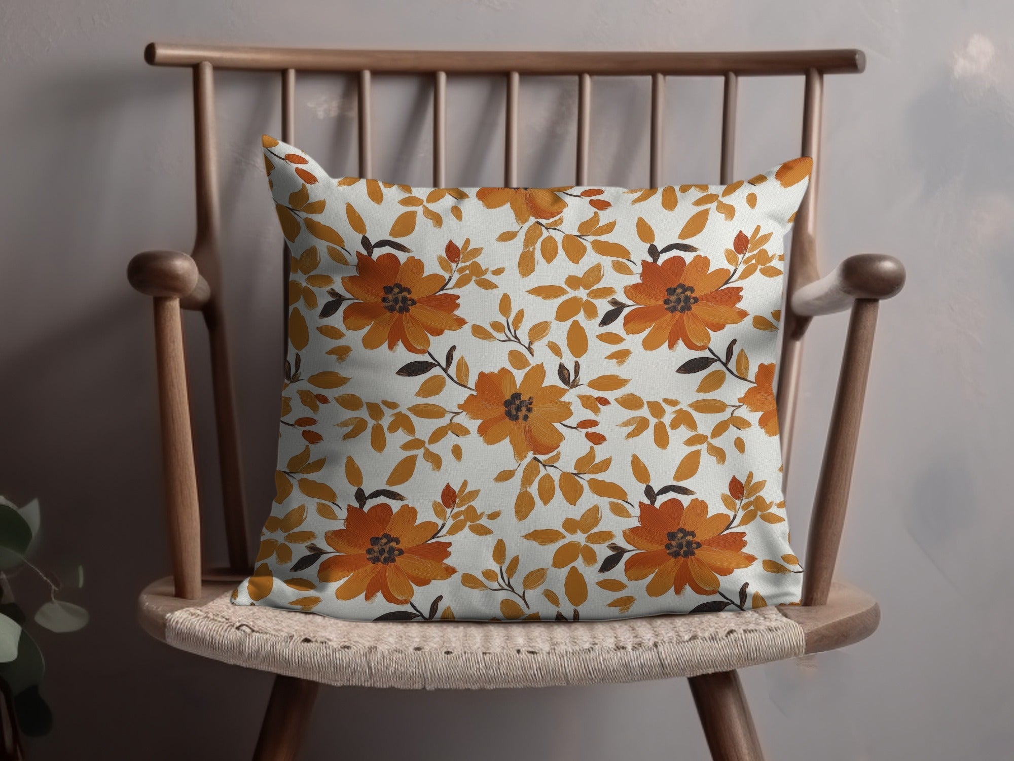 Orange Floral Seamless Digital Pattern, Fall Flower JPEG Files, Commercial Use Fabric Design, 12x12 Digital Paper, Autumn Printable Art - Moore and Mountain