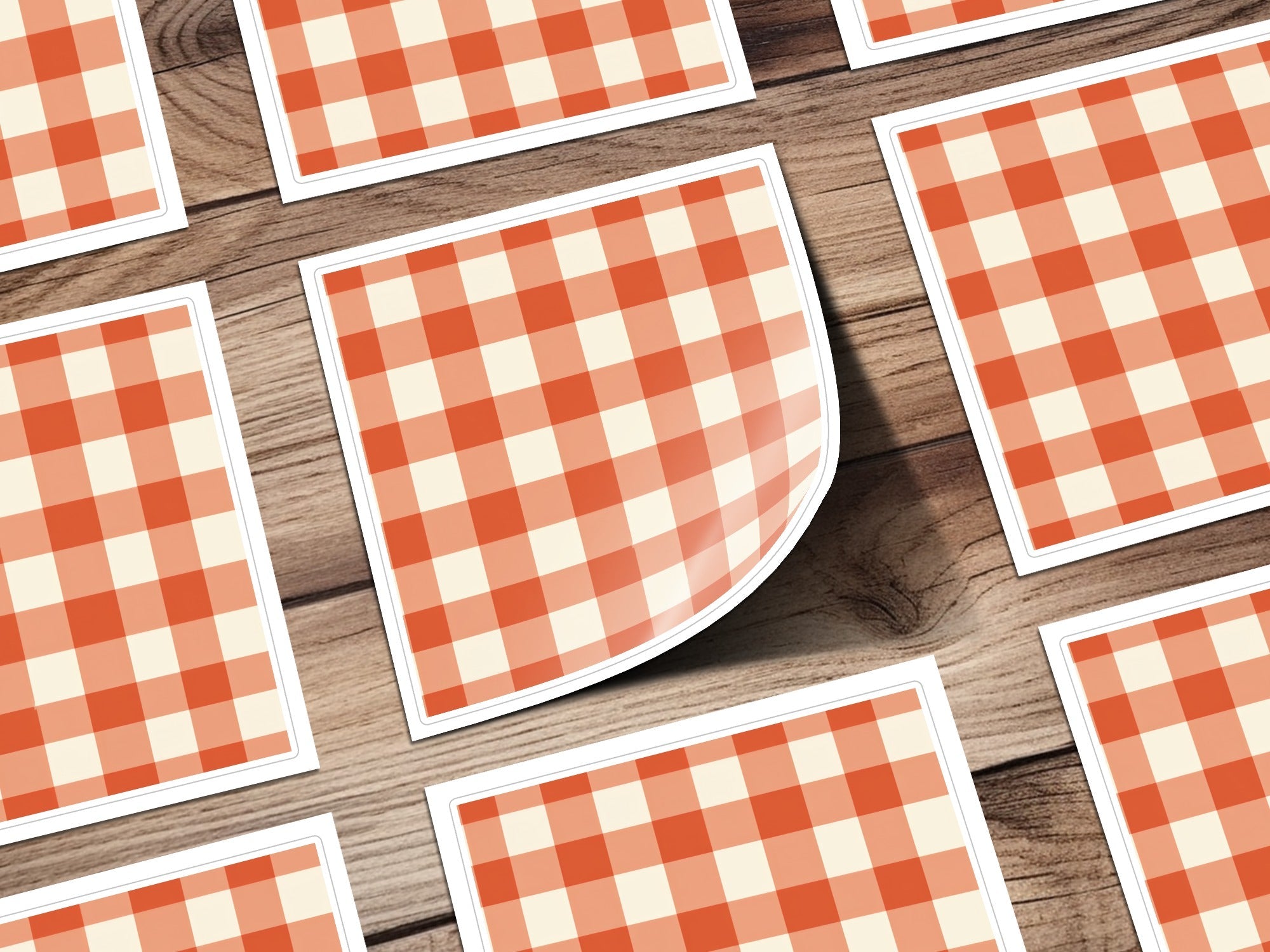 Orange Gingham Digital Paper, Checkered Pattern Download, Rustic Fabric Background, Seamless Plaid Digital Texture, Scrapbook Supply - Moore and Mountain