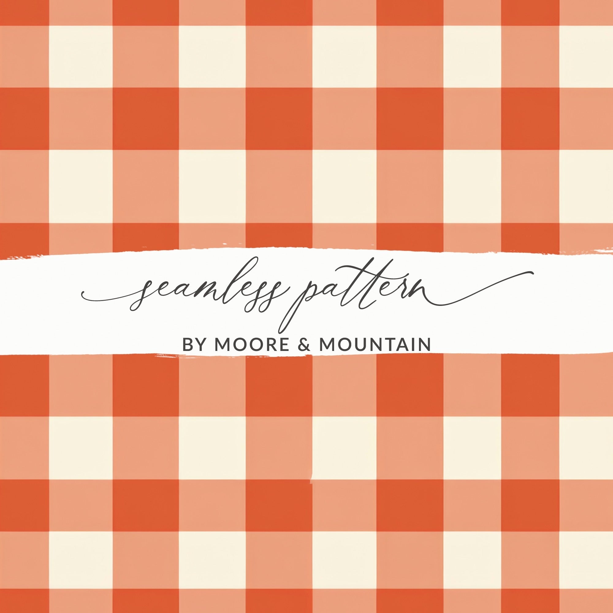 Orange Gingham Digital Paper, Checkered Pattern Download, Rustic Fabric Background, Seamless Plaid Digital Texture, Scrapbook Supply - Moore and Mountain