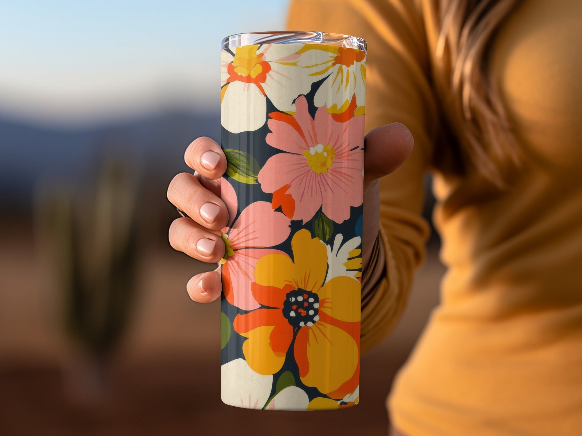 Orange Preppy Digital Paper, Groovy Floral Background, Seamless Retro Flowers, Floral Pattern, 60s Style, Trendy Print, Scrapbook Paper - Moore and Mountain