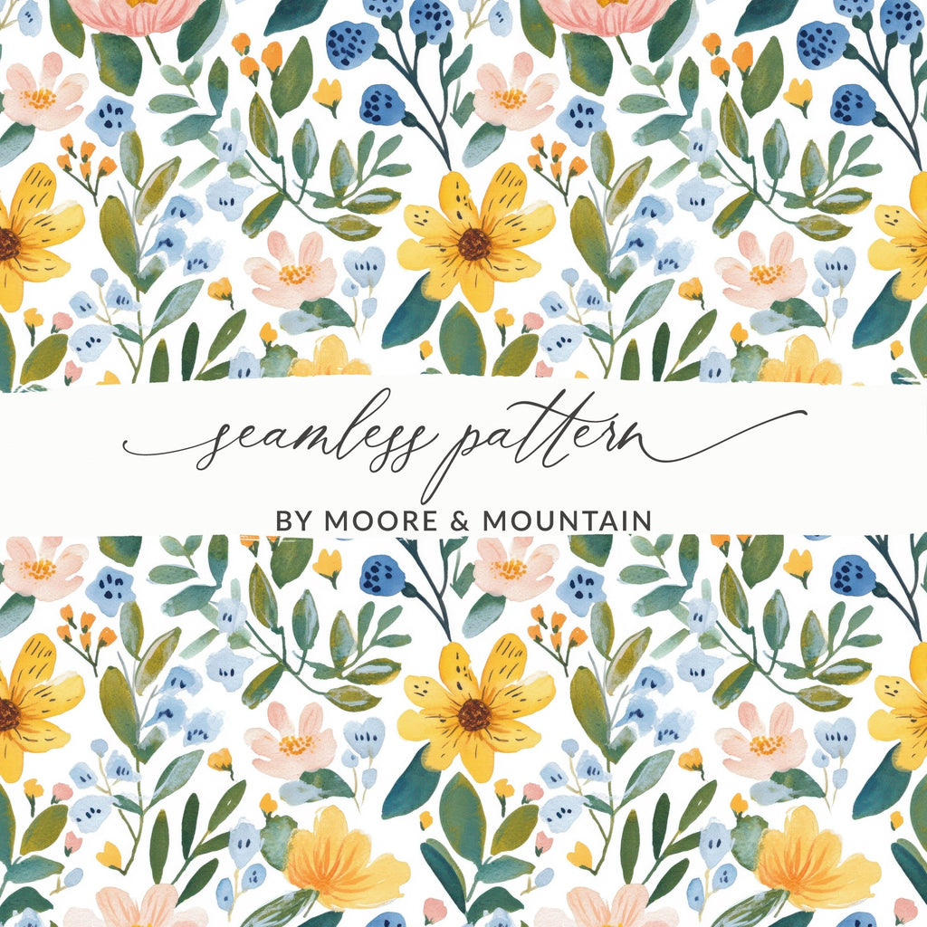 Pastel Floral Watercolor Pattern Design Background Digital - Moore and Mountain