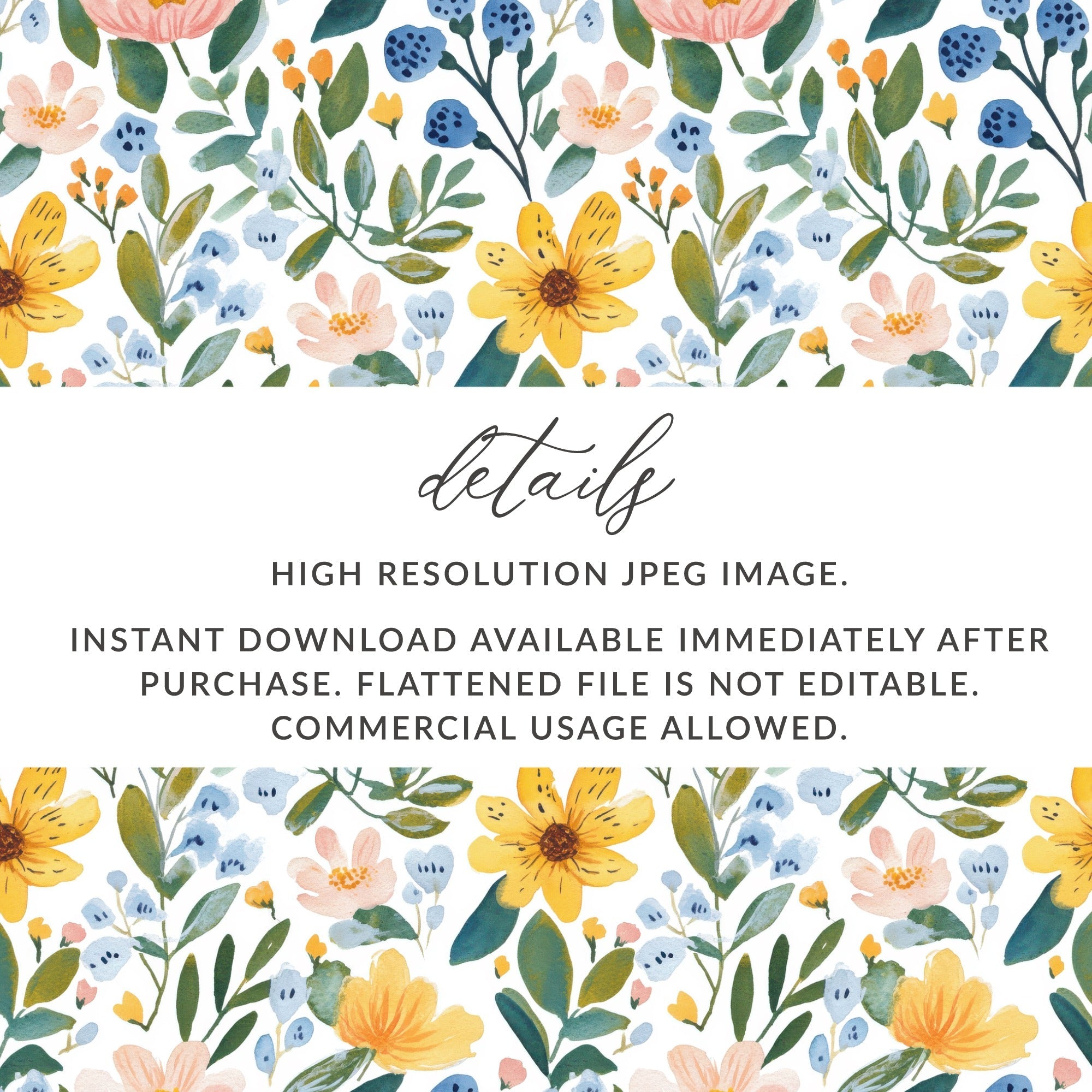 Pastel Floral Watercolor Pattern Design Background Digital - Moore and Mountain
