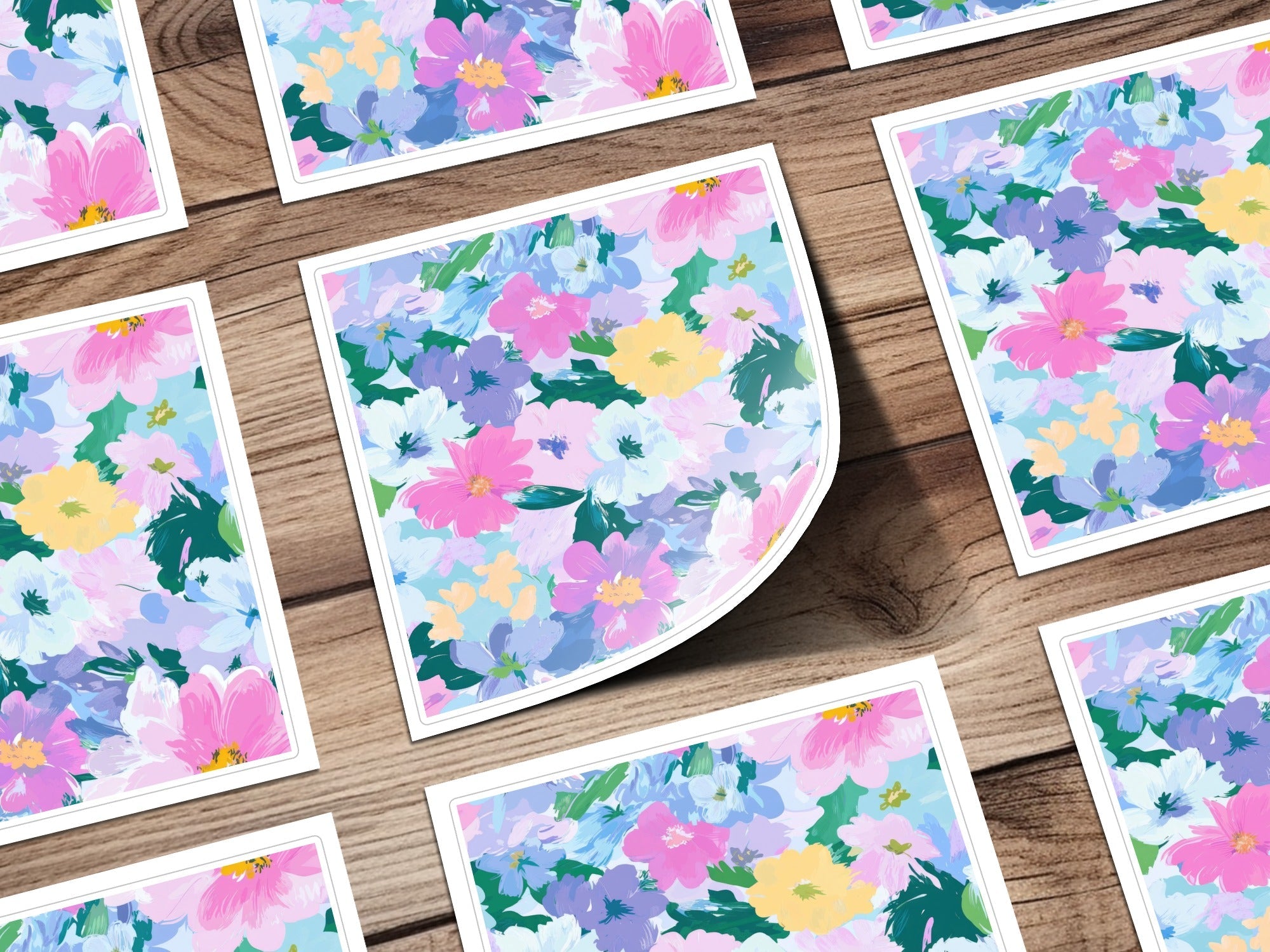 Pastel Watercolor Floral Digital Paper, Pink Purple Blue Flower Pattern, Spring Botanical Seamless - Moore and Mountain