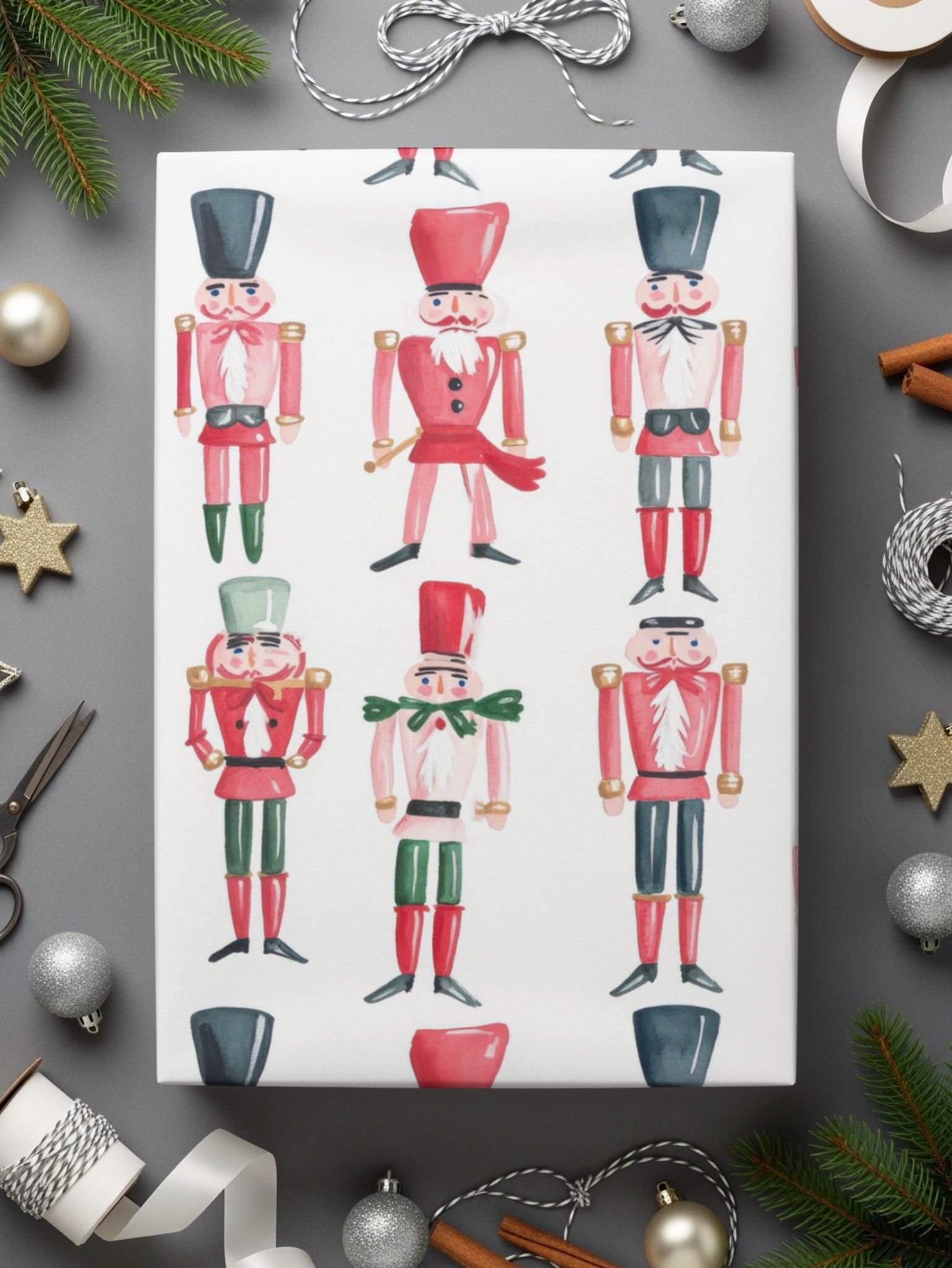 Pattern of Watercolor Nutcracker Figures Holiday Digital - Moore and Mountain