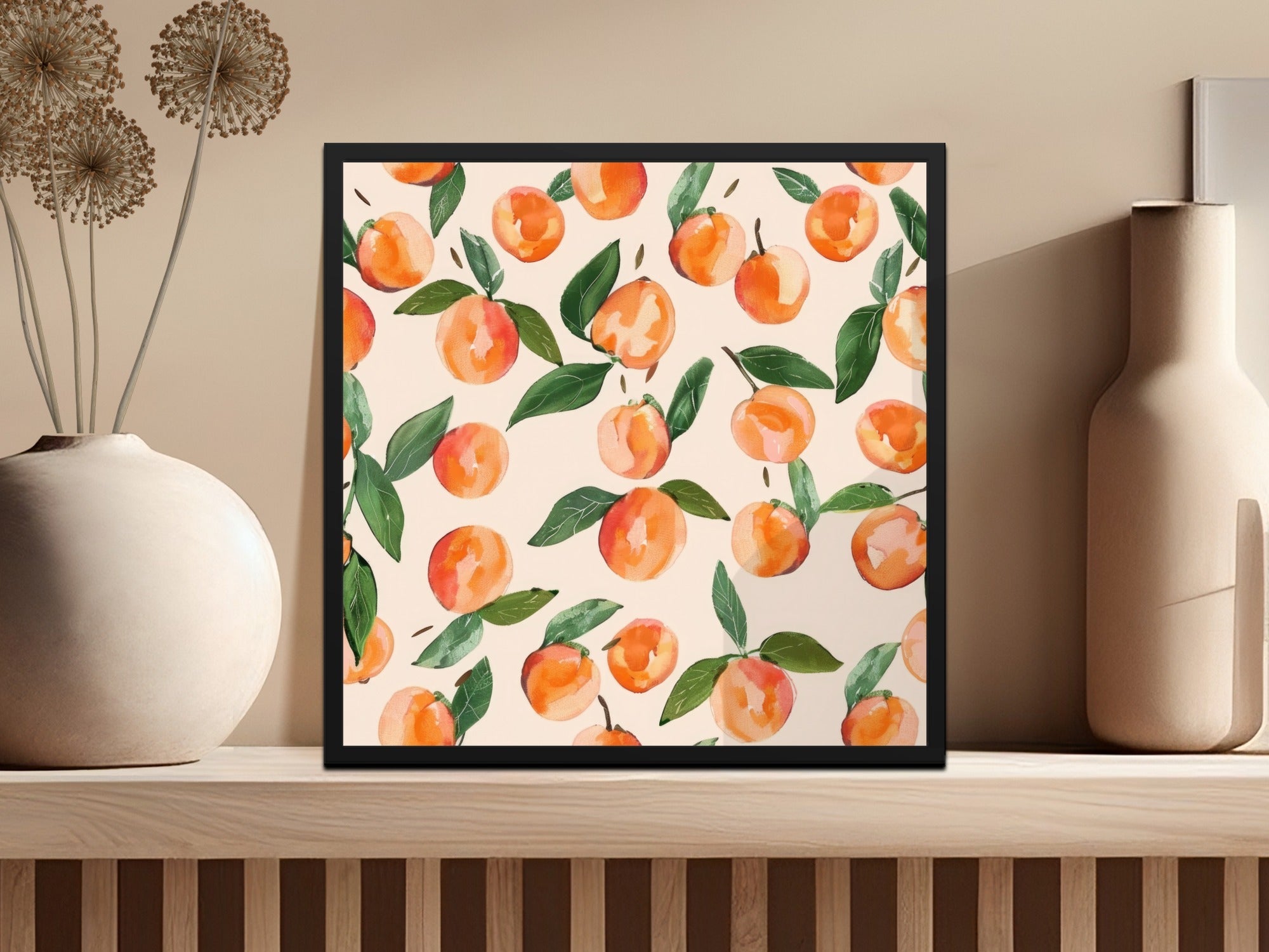 Peach Digital Paper, Watercolor Fruit Pattern, Seamless Peach Background, Summer Pattern Digital Download, Printable Peach Design - Moore and Mountain