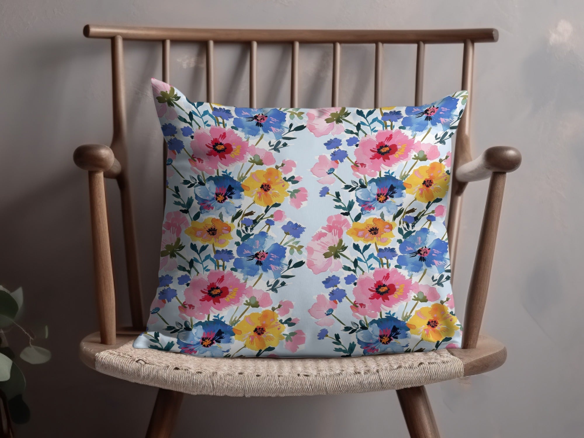 Pink and Blue Floral Stripes Seamless Pattern Spring - Moore and Mountain