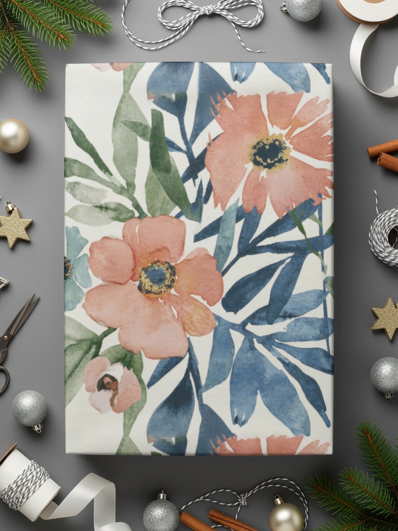 Pink and Blue Watercolor Floral Blush Spring Pattern Repeat - Moore and Mountain