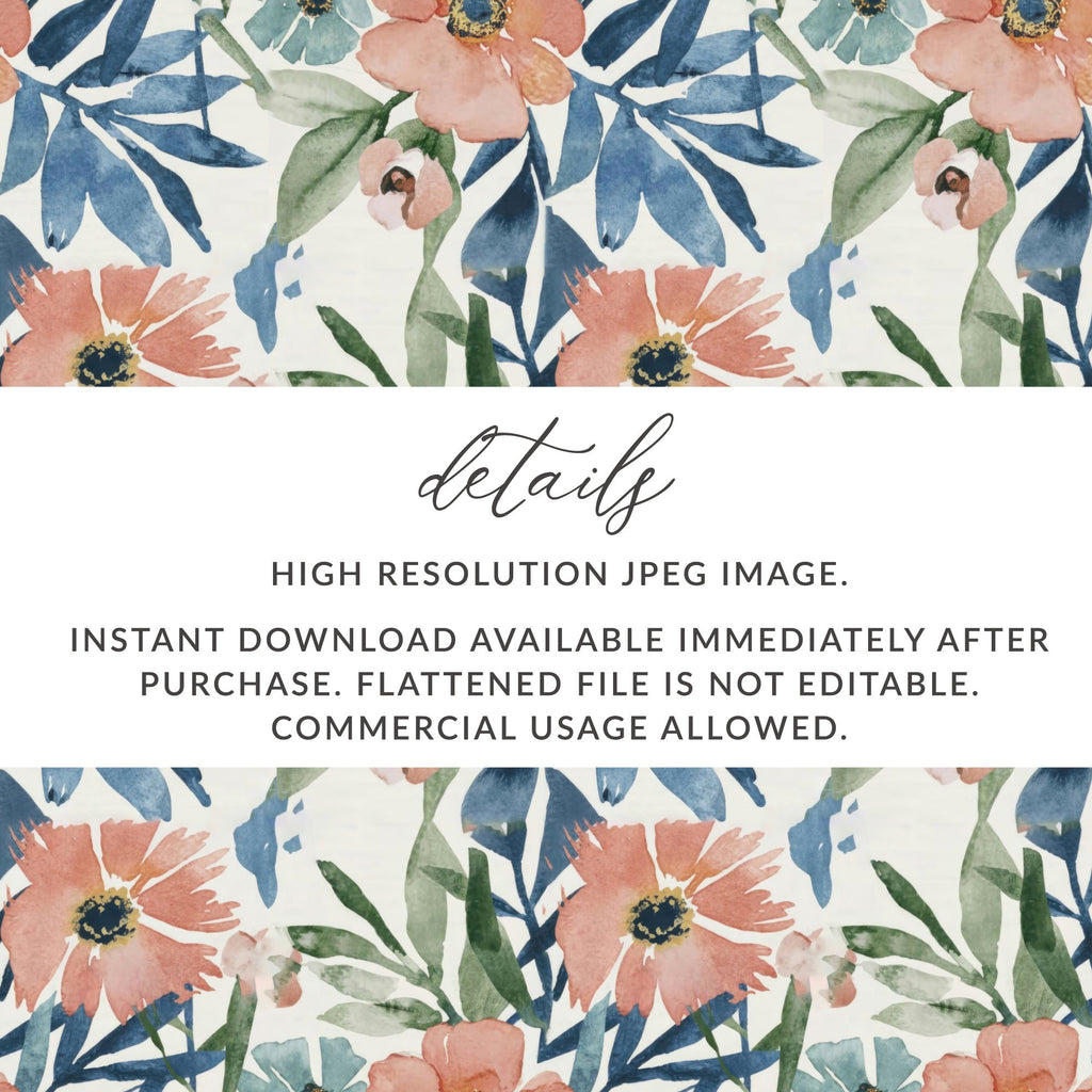 Pink and Blue Watercolor Floral Blush Spring Pattern Repeat - Moore and Mountain
