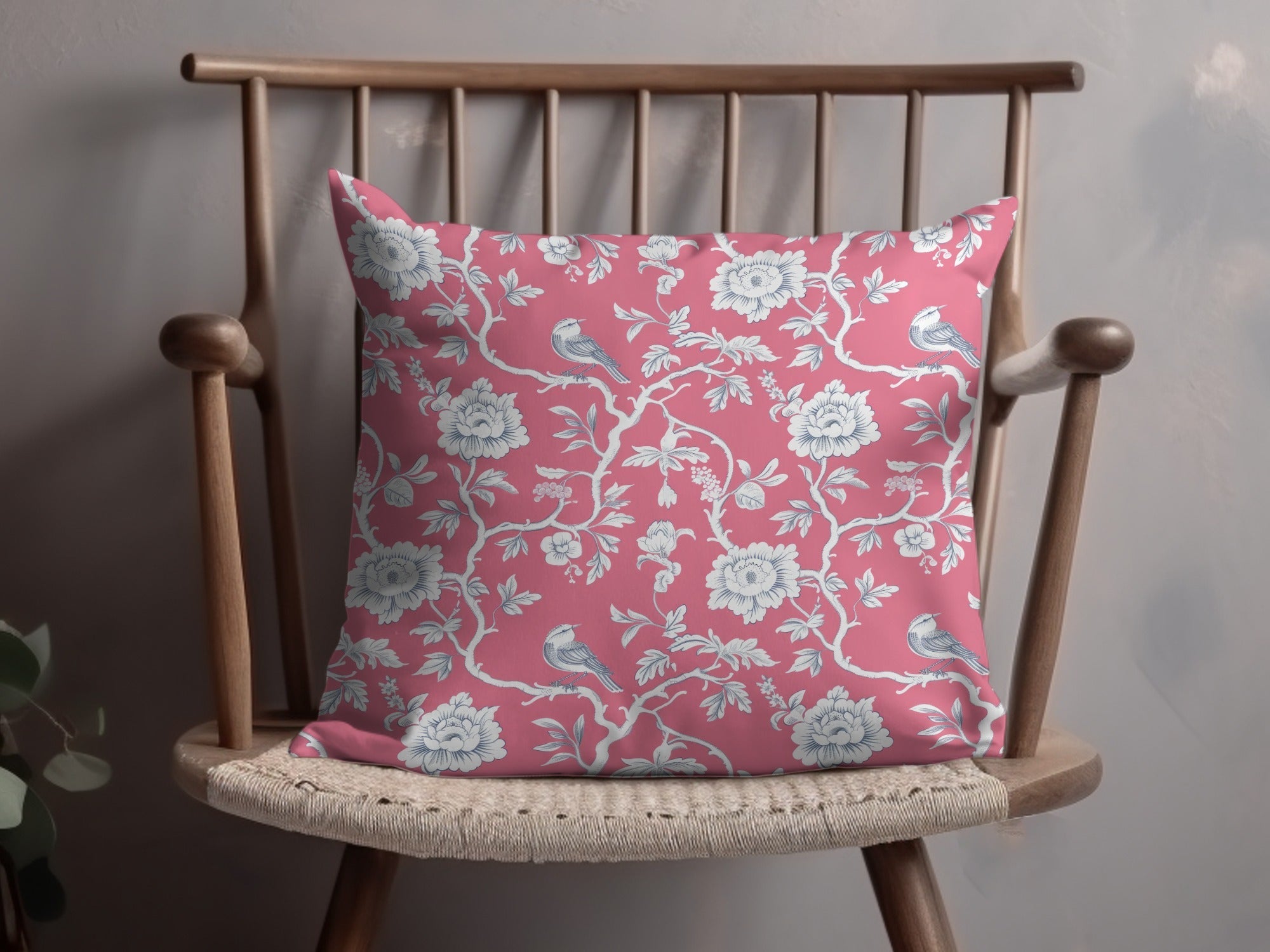 Pink Bird Toile Seamless Pattern Modern Chinoiserie Seamless - Moore and Mountain