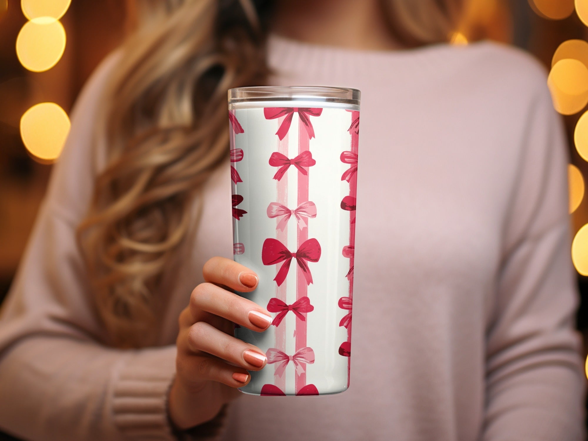 Pink Bow Digital Paper, Festive Watercolor Bows, Seamless Pattern, Scrapbook Paper, Gift Wrap, Ribbon Design, Girly, Winter Holiday - Moore and Mountain